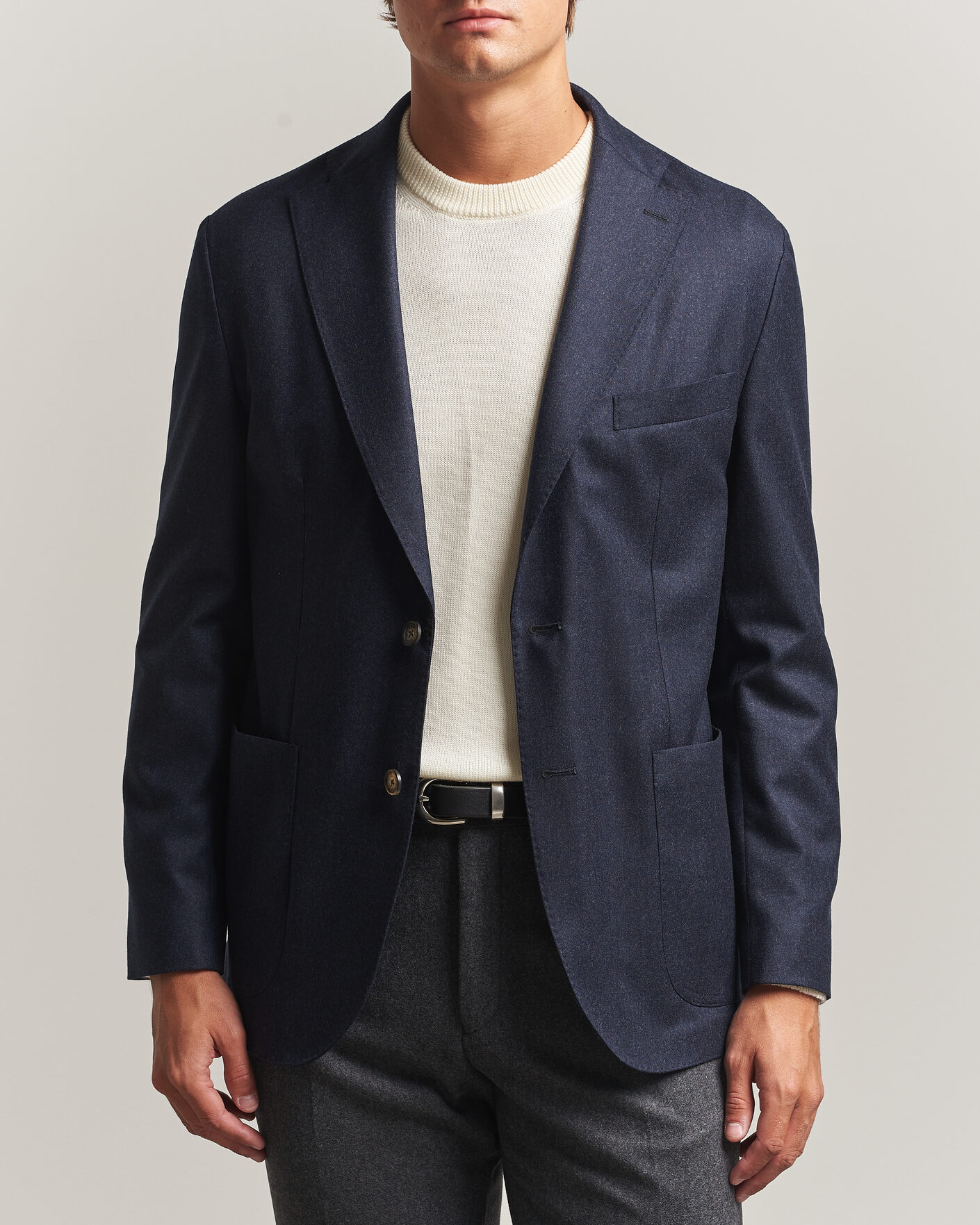 Uomini | Blazers | Eton | Wool Flannel Soft Jacket Navy Blue