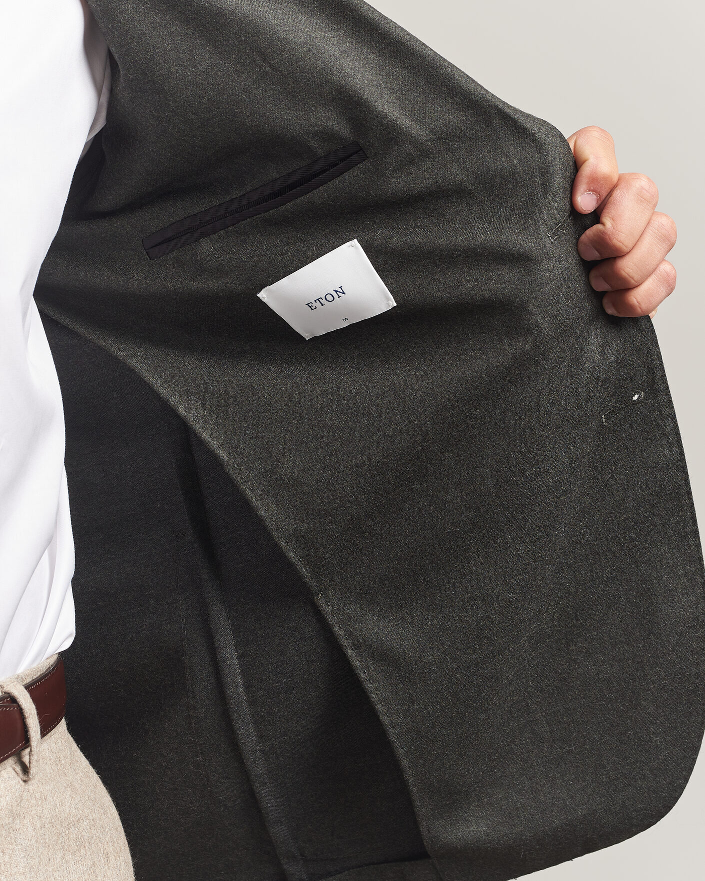 Uomini | Blazers | Eton | Wool Flannel Soft Jacket Dark Green