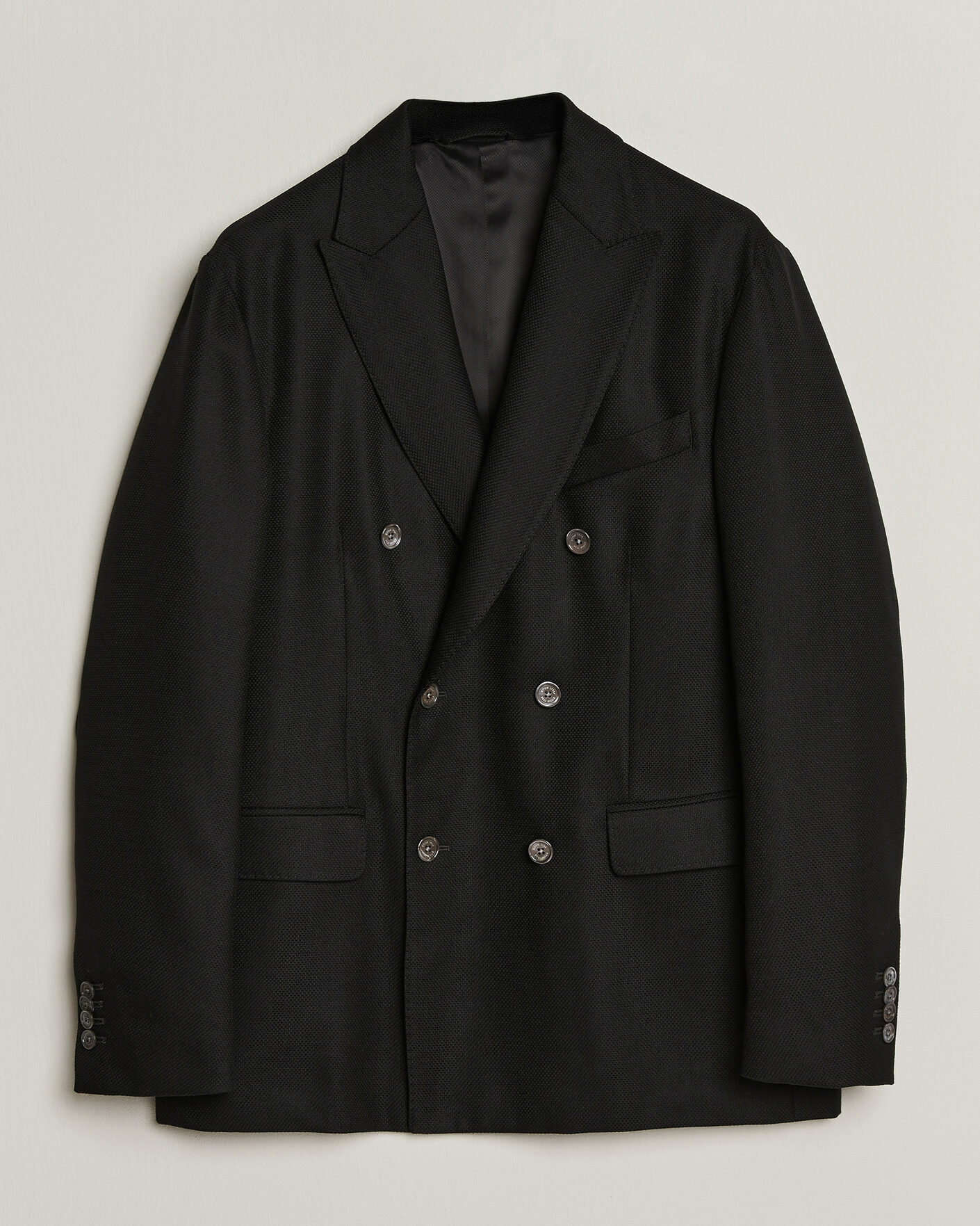 Uomini | Blazers | Eton | Double Breasted Hopsack Soft jacket Black