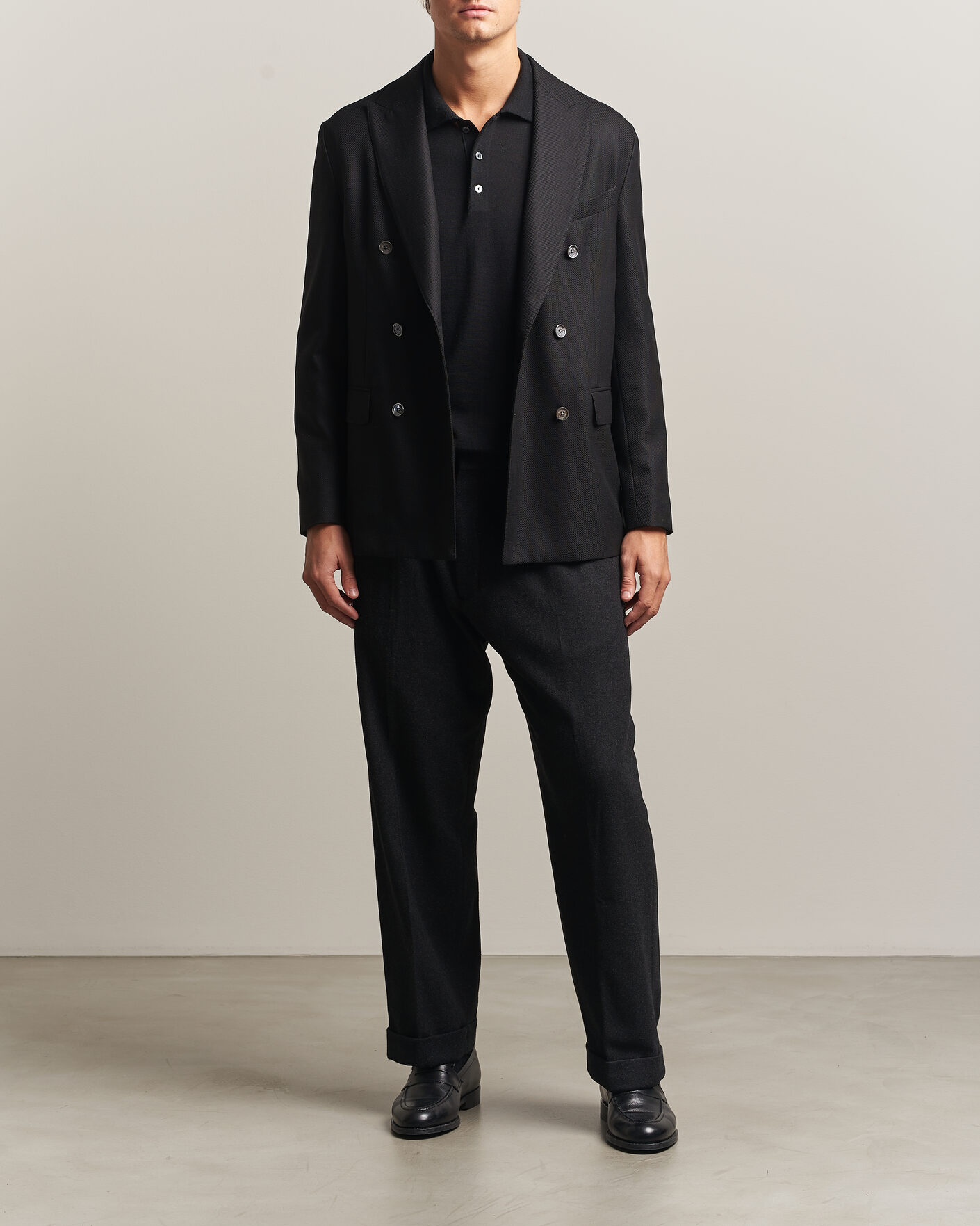 Uomini | Blazers | Eton | Double Breasted Hopsack Soft jacket Black
