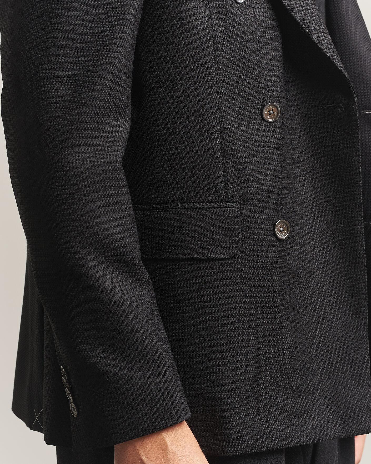Uomini | Blazers | Eton | Double Breasted Hopsack Soft jacket Black
