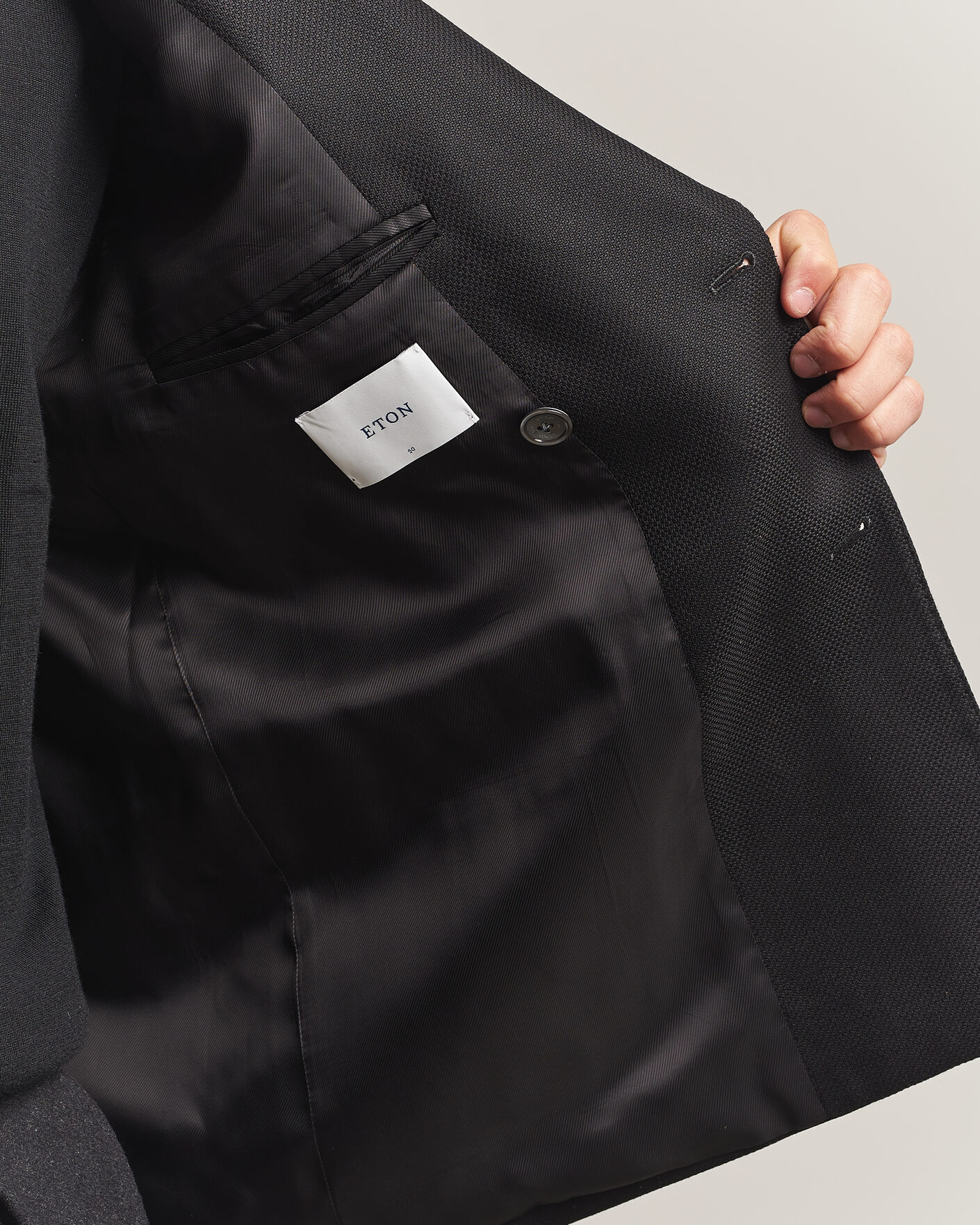 Uomini | Blazers | Eton | Double Breasted Hopsack Soft jacket Black