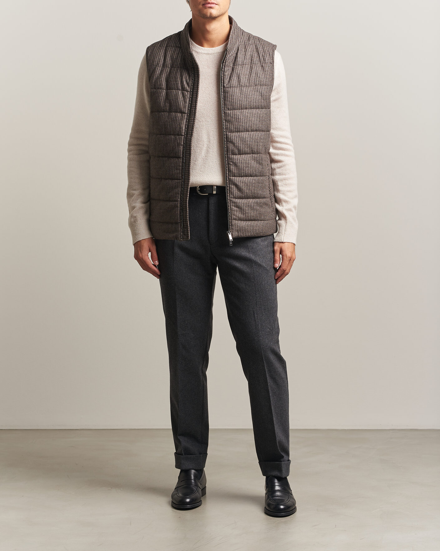 Uomini | Gilet | Eton | Wool/Cashmere Padded Vest Brown