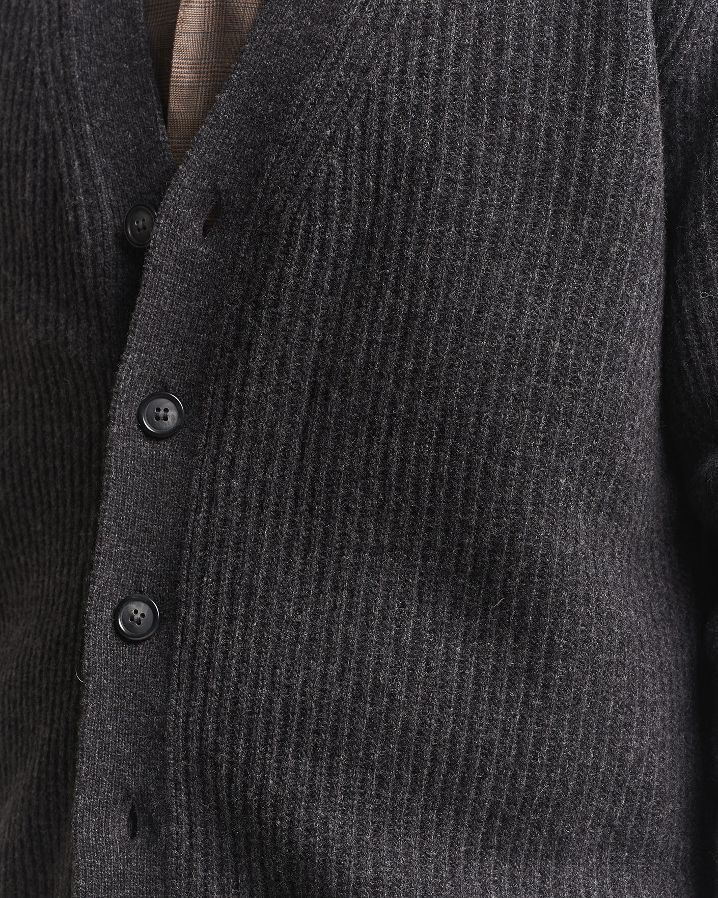 Uomini | Maglieria | Eton | Merino Wool Rib Cardigan Dark Grey