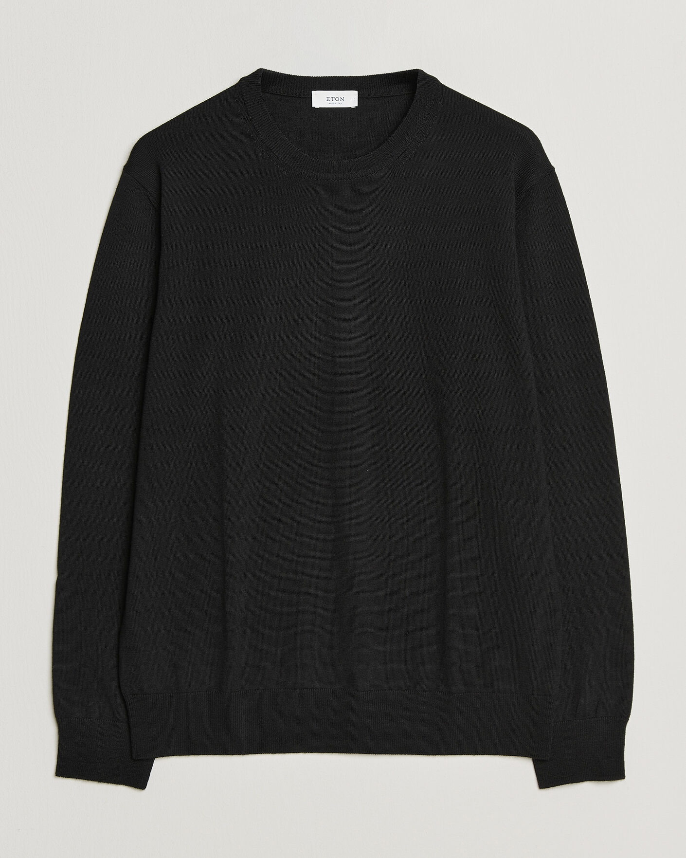 Uomini | Maglieria | Eton | Merino Wool Knitted Crew Neck Black