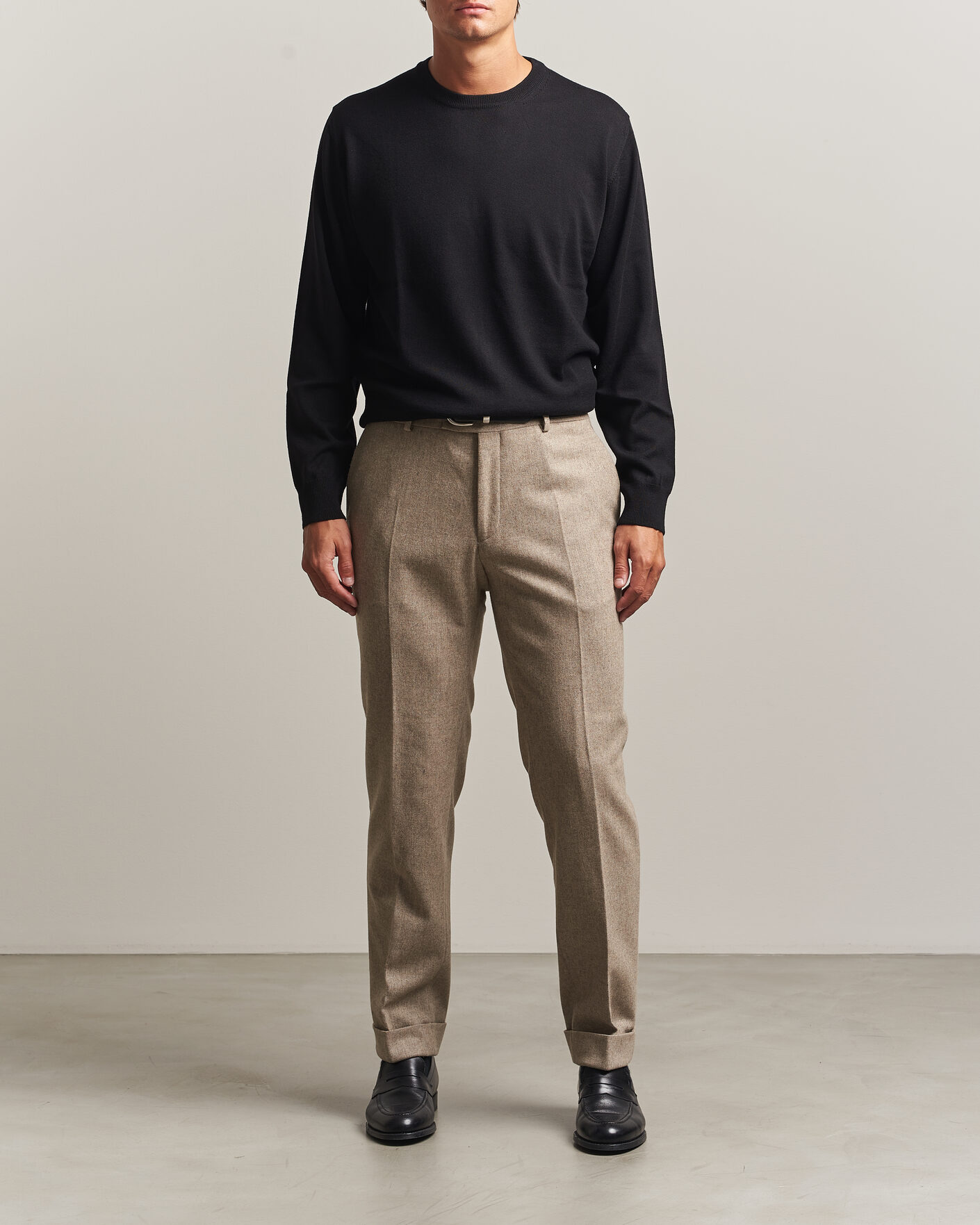 Uomini | Maglieria | Eton | Merino Wool Knitted Crew Neck Black