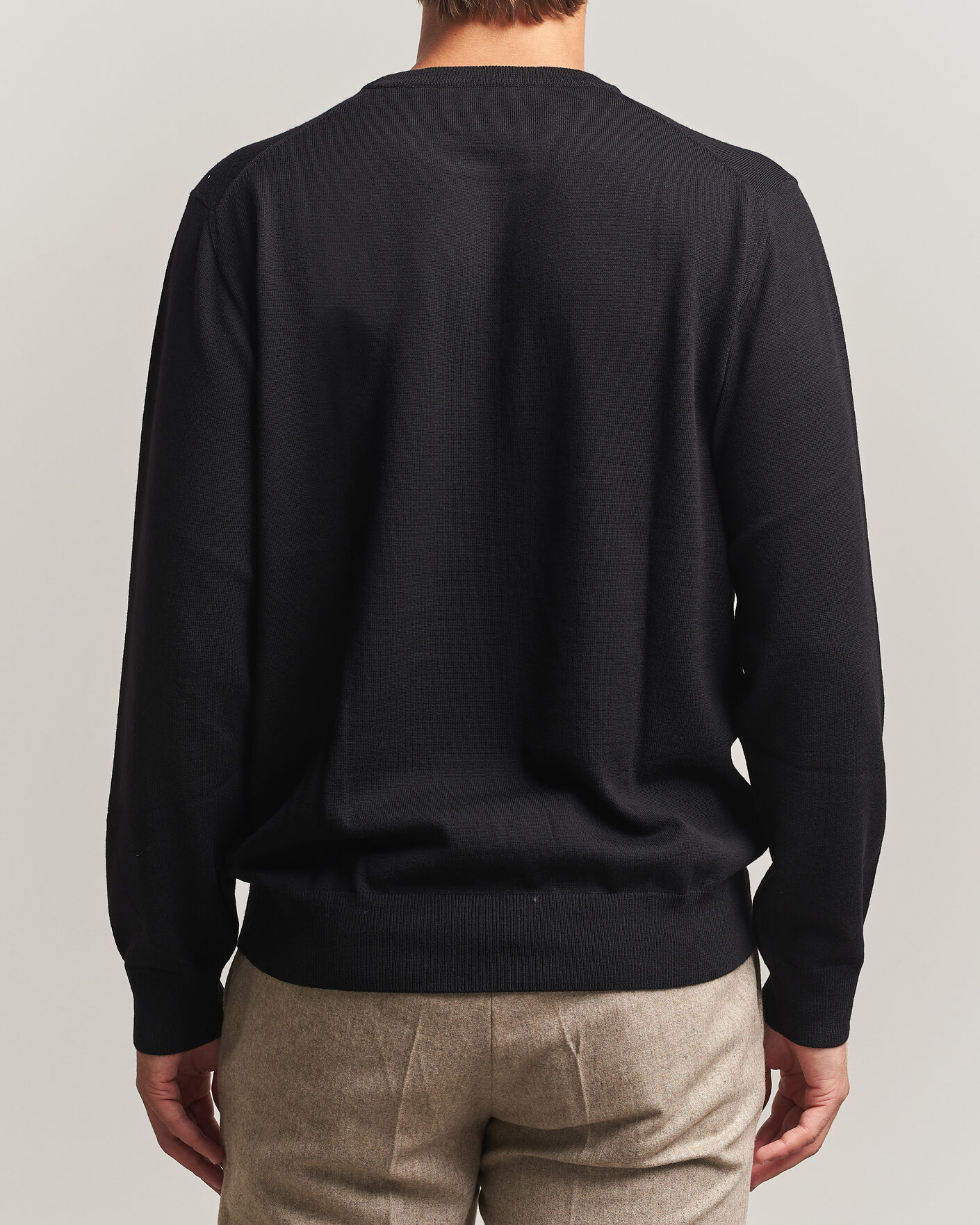 Uomini | Maglieria | Eton | Merino Wool Knitted Crew Neck Black