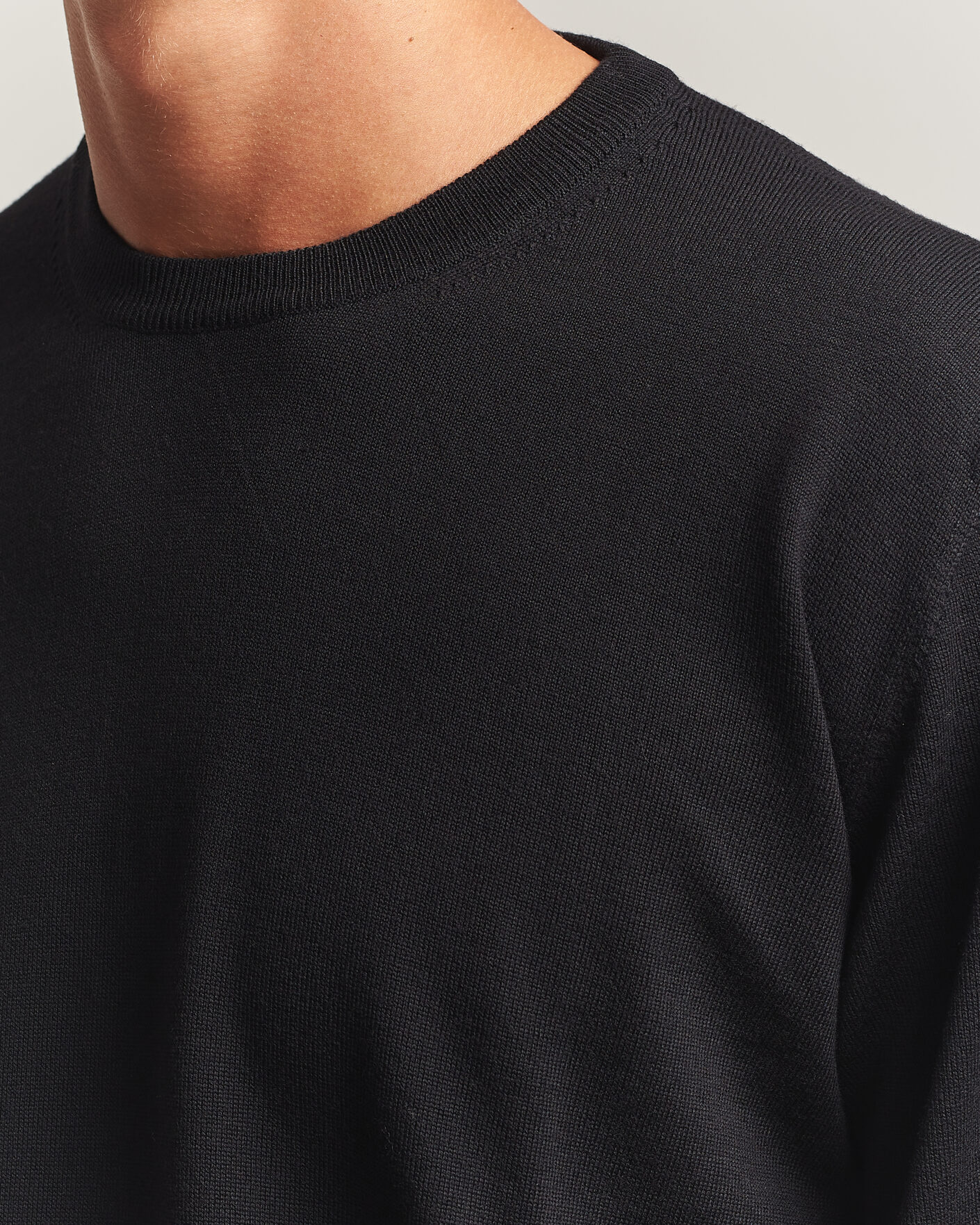Uomini | Maglieria | Eton | Merino Wool Knitted Crew Neck Black
