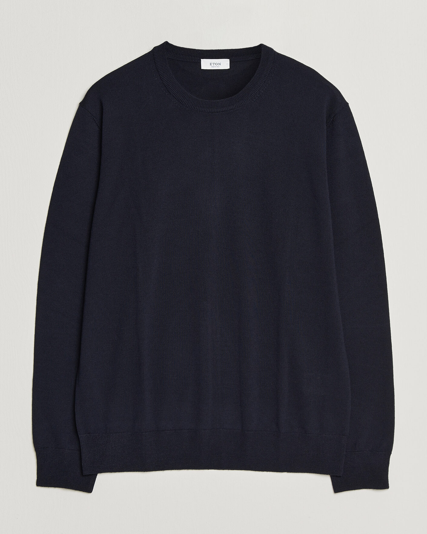Uomini | Maglieria | Eton | Merino Wool Knitted Crew Neck Navy Blue