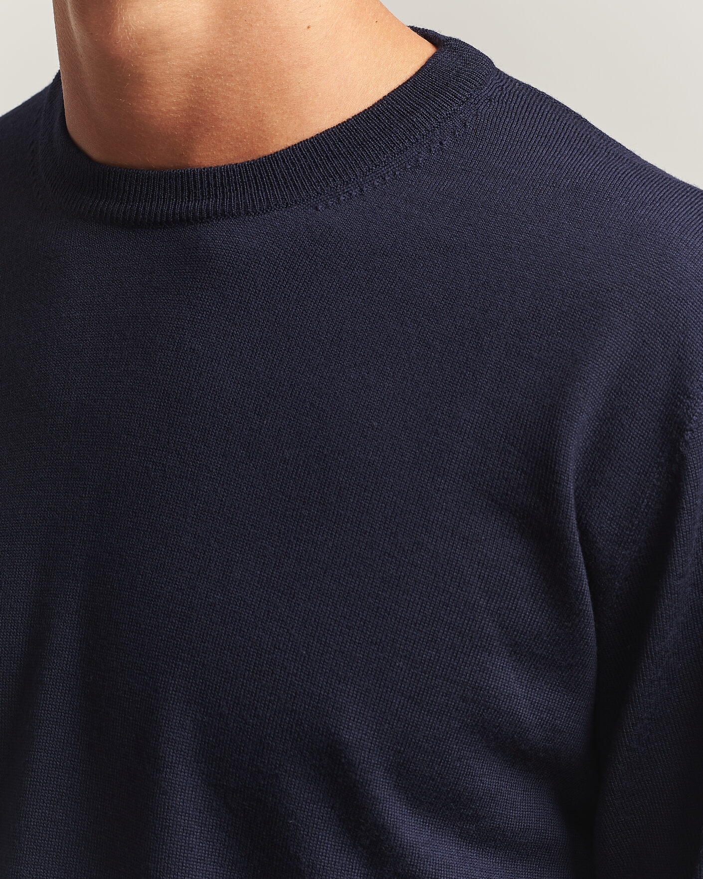 Uomini | Maglieria | Eton | Merino Wool Knitted Crew Neck Navy Blue
