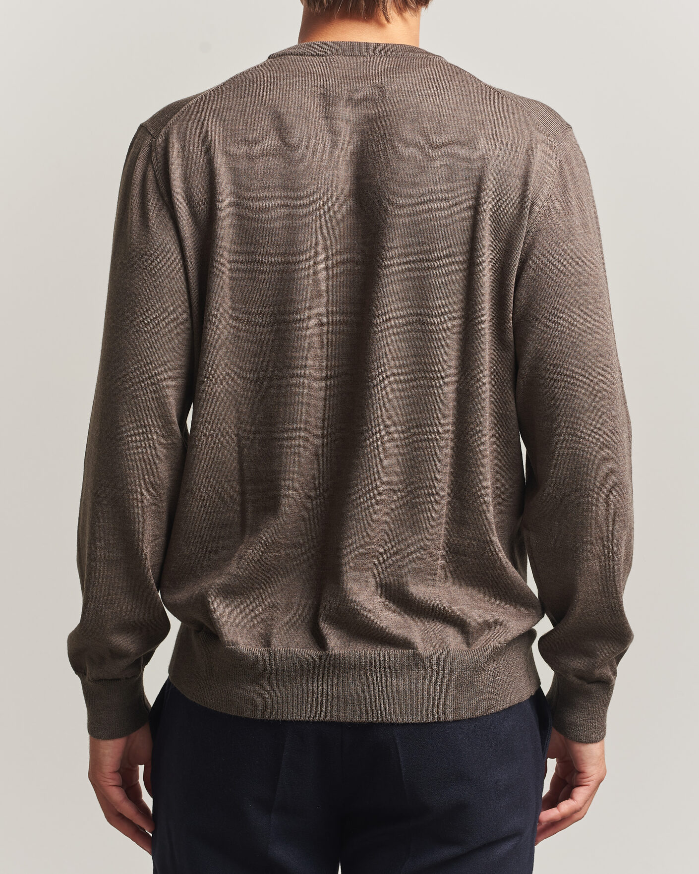 Uomini | Maglieria | Eton | Merino Wool Knitted Crew Neck Dark Brown