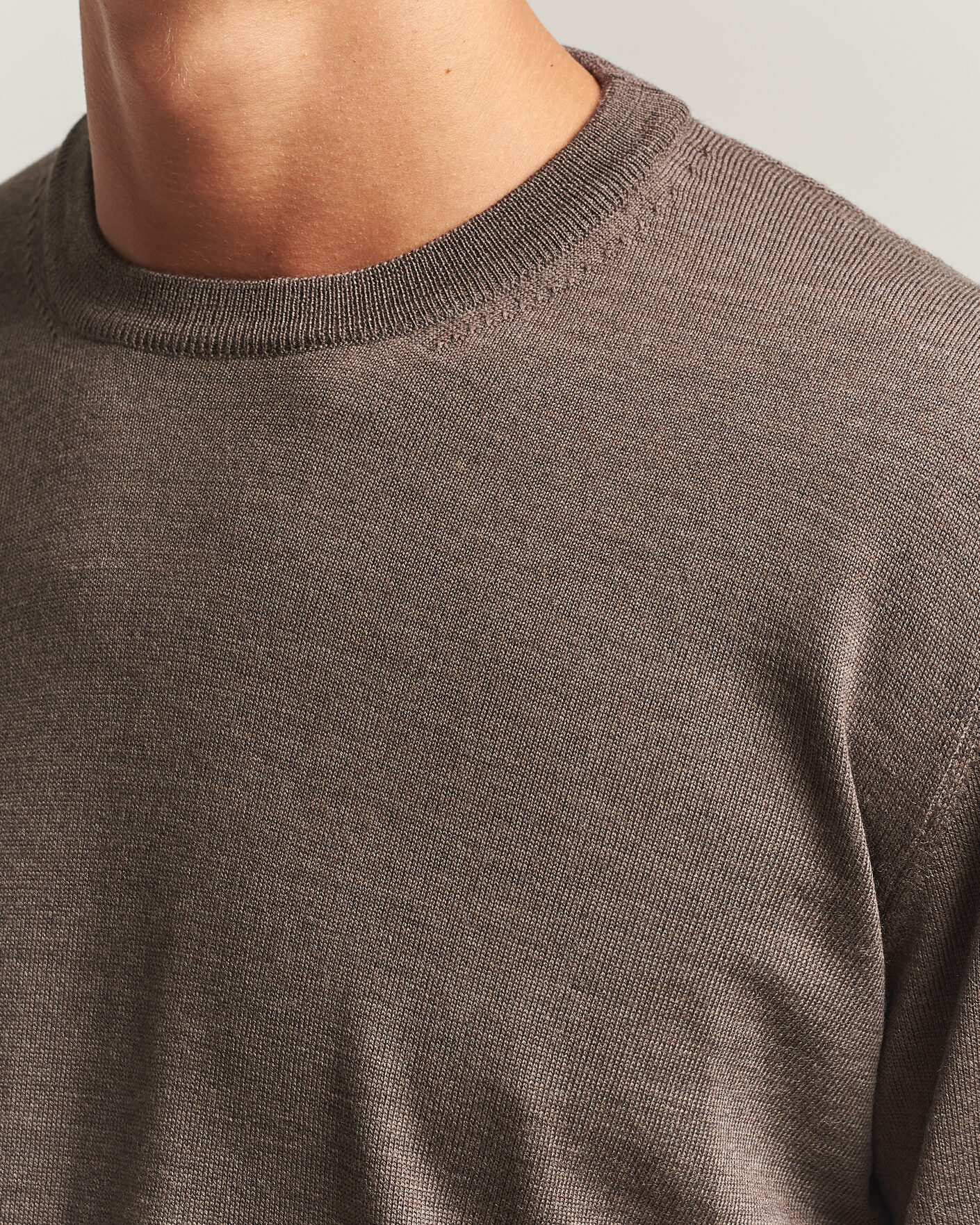 Uomini | Maglieria | Eton | Merino Wool Knitted Crew Neck Dark Brown