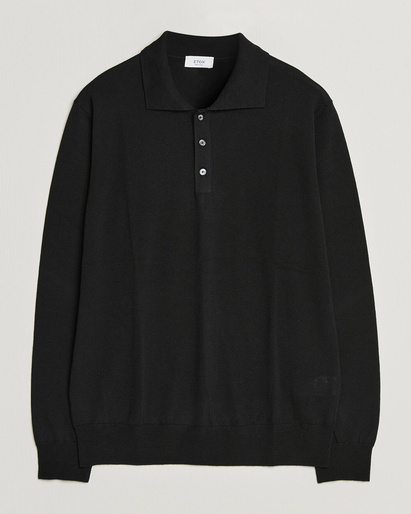 Uomini | Maglieria | Eton | Merino Wool Knitted Polo Black