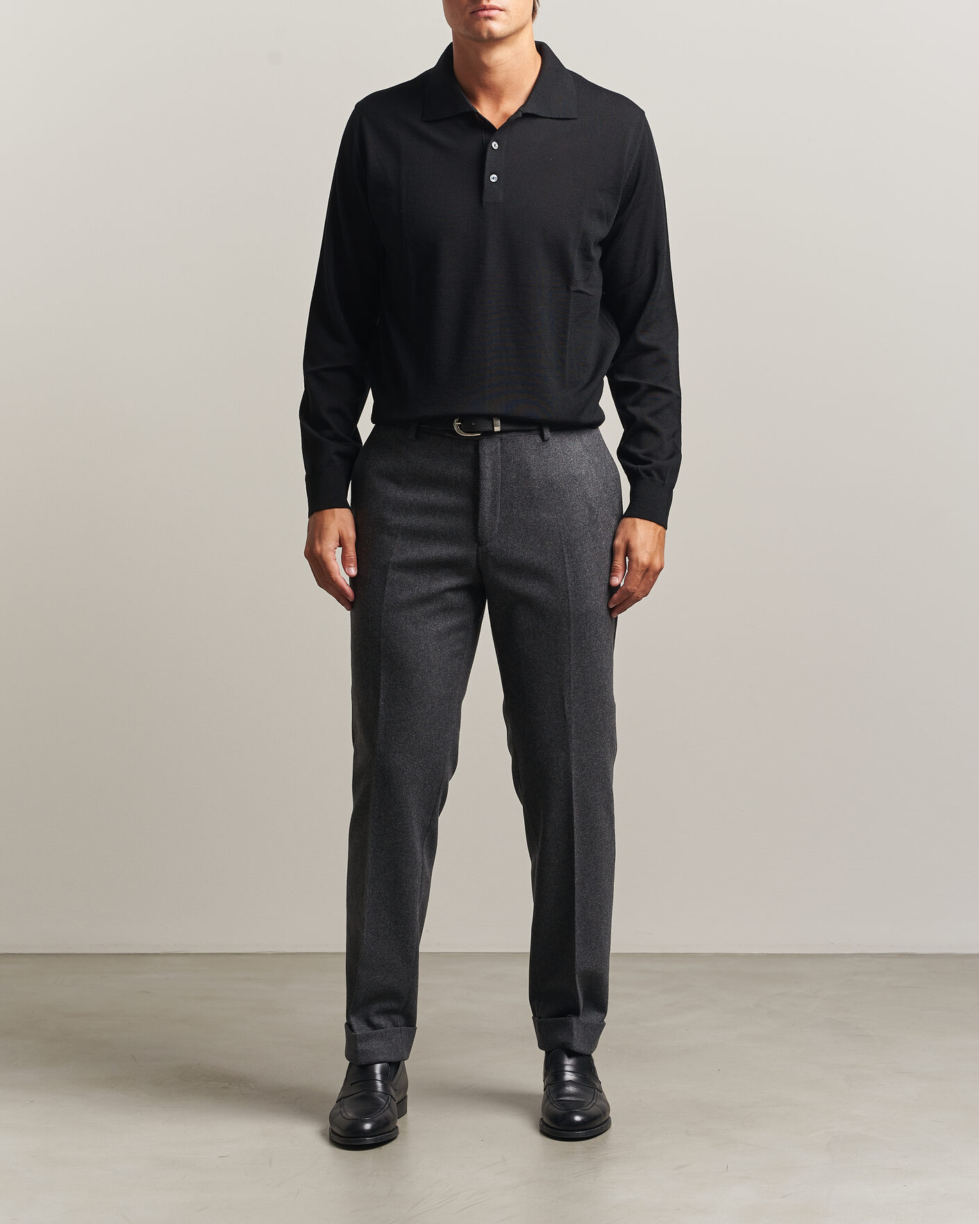 Uomini | Maglieria | Eton | Merino Wool Knitted Polo Black
