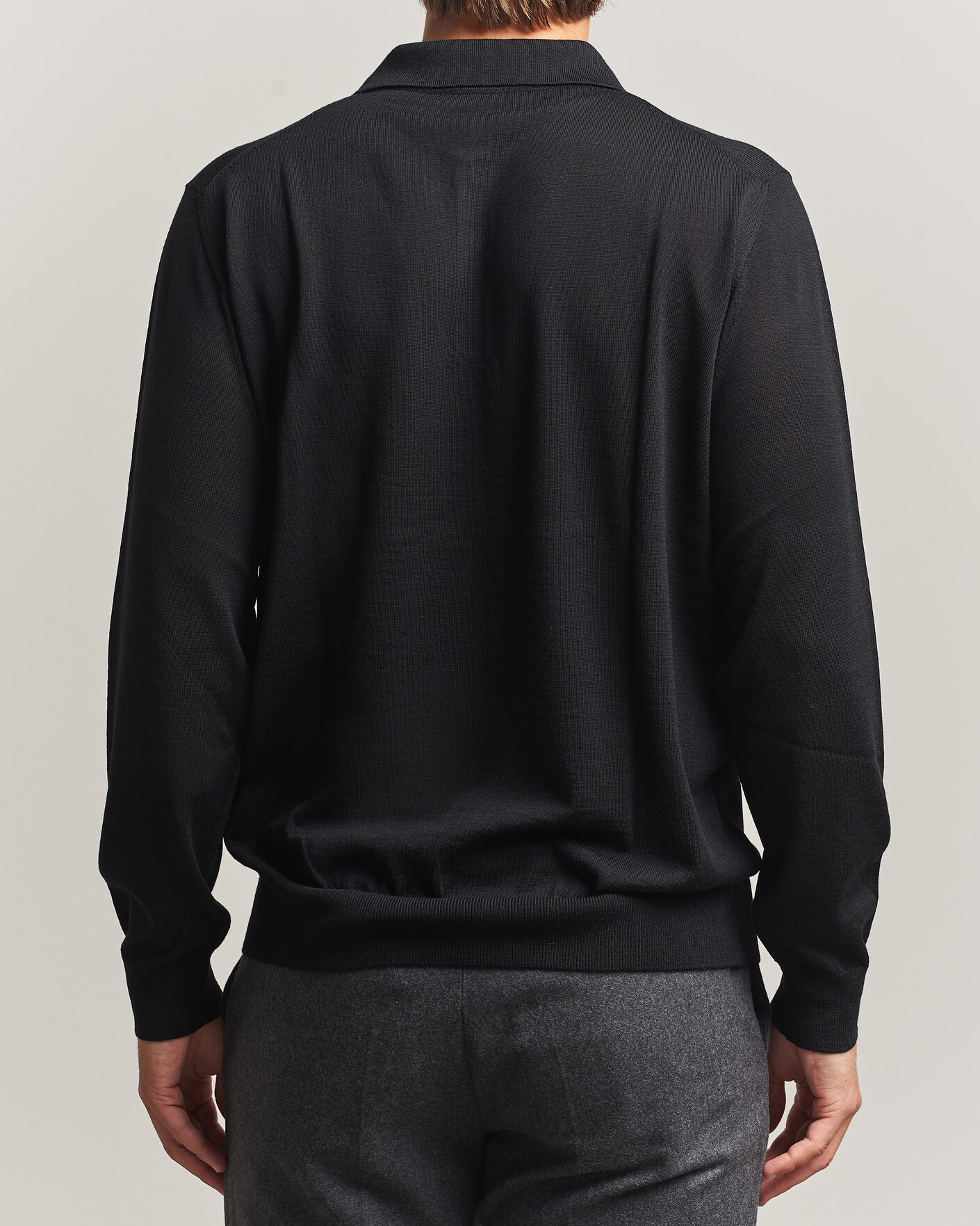 Uomini | Maglieria | Eton | Merino Wool Knitted Polo Black