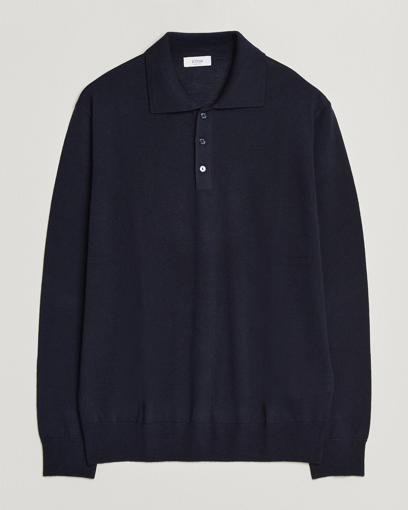 Uomini | Maglieria | Eton | Merino Wool Knitted Polo Navy Blue