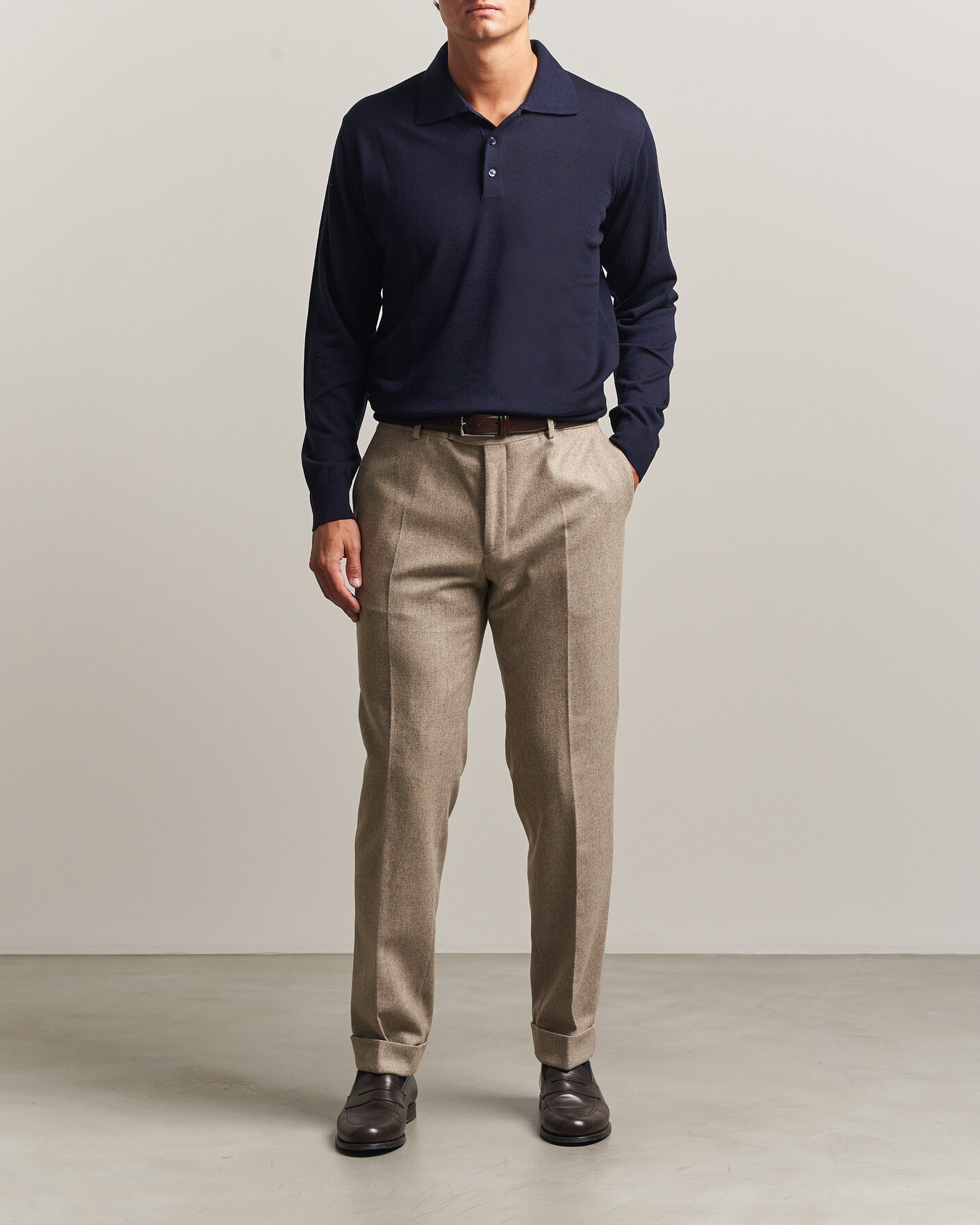 Uomini | Maglieria | Eton | Merino Wool Knitted Polo Navy Blue