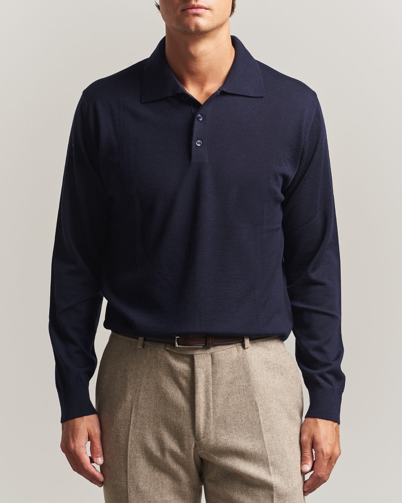 Uomini | Maglieria | Eton | Merino Wool Knitted Polo Navy Blue
