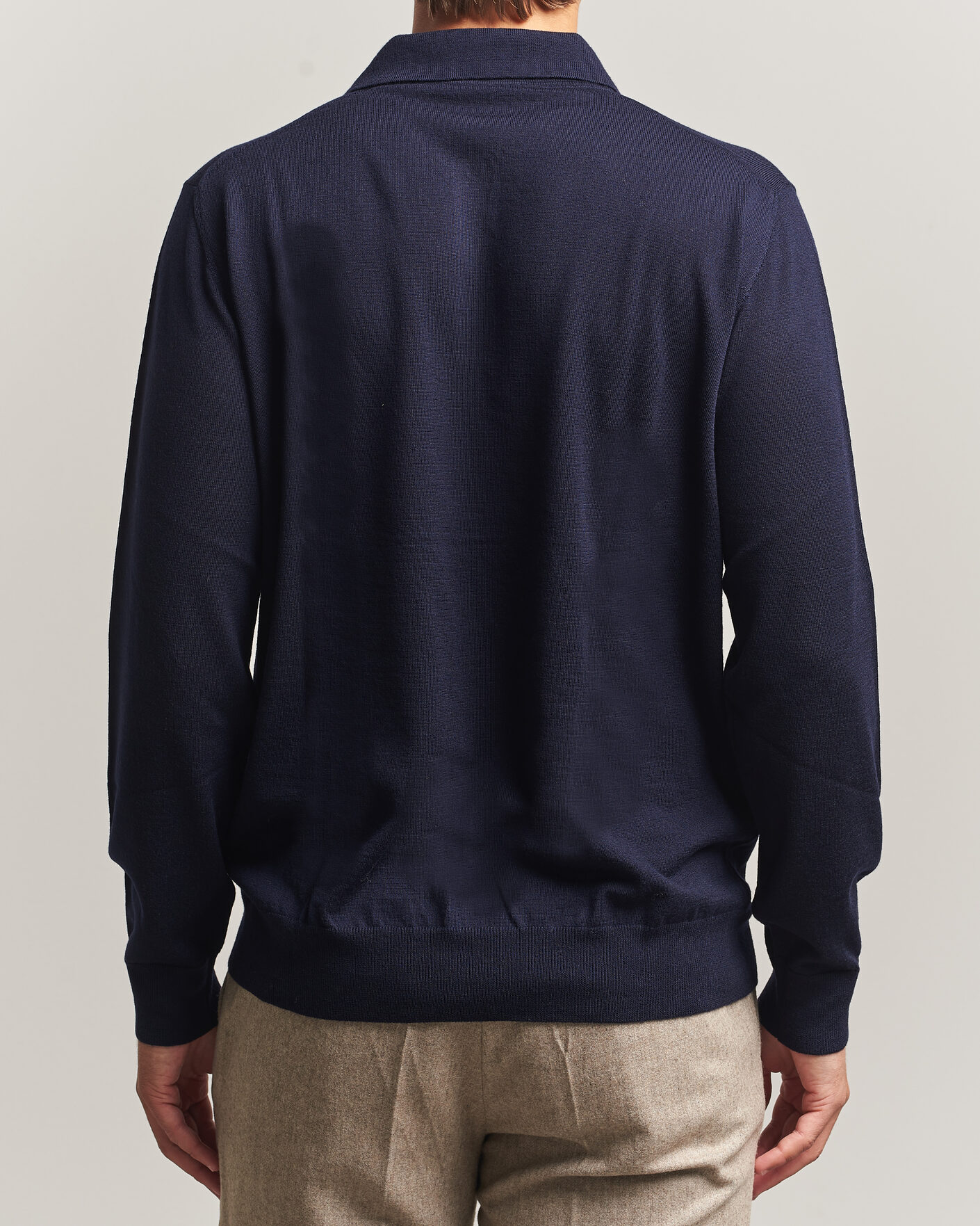 Uomini | Maglieria | Eton | Merino Wool Knitted Polo Navy Blue