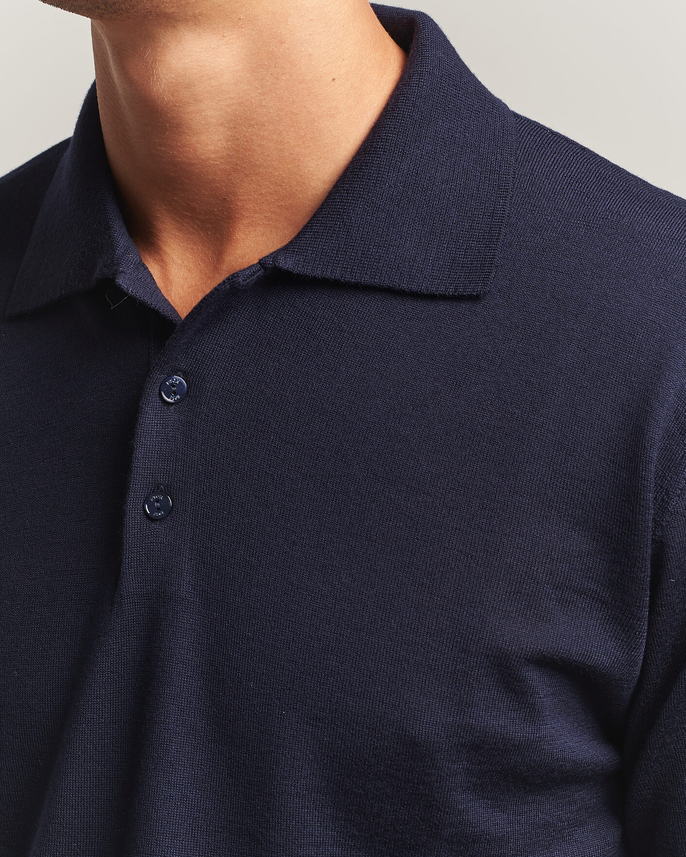 Uomini | Maglieria | Eton | Merino Wool Knitted Polo Navy Blue