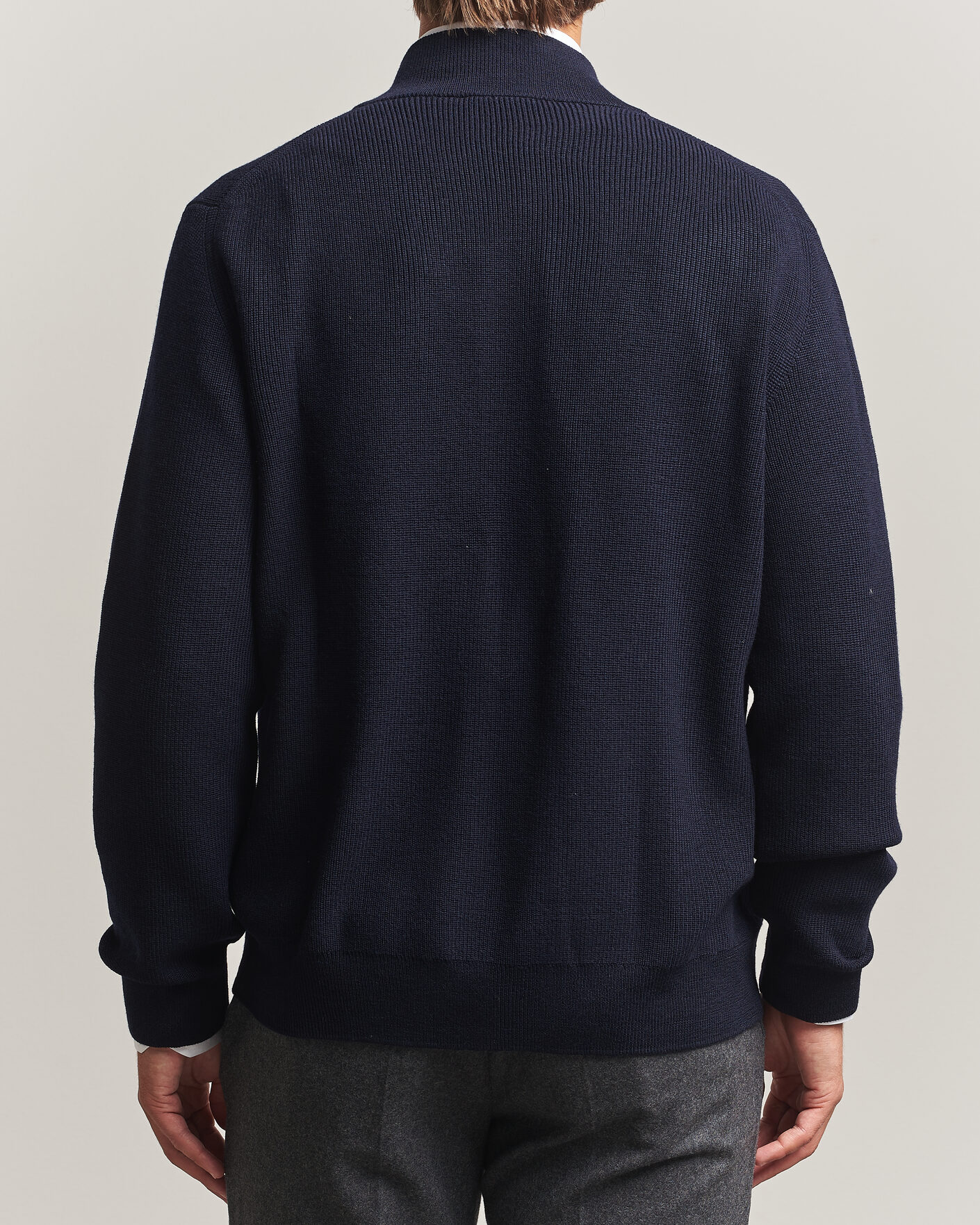 Uomini | Maglieria | Eton | Merino Wool Knitted Full Zip Navy Blue