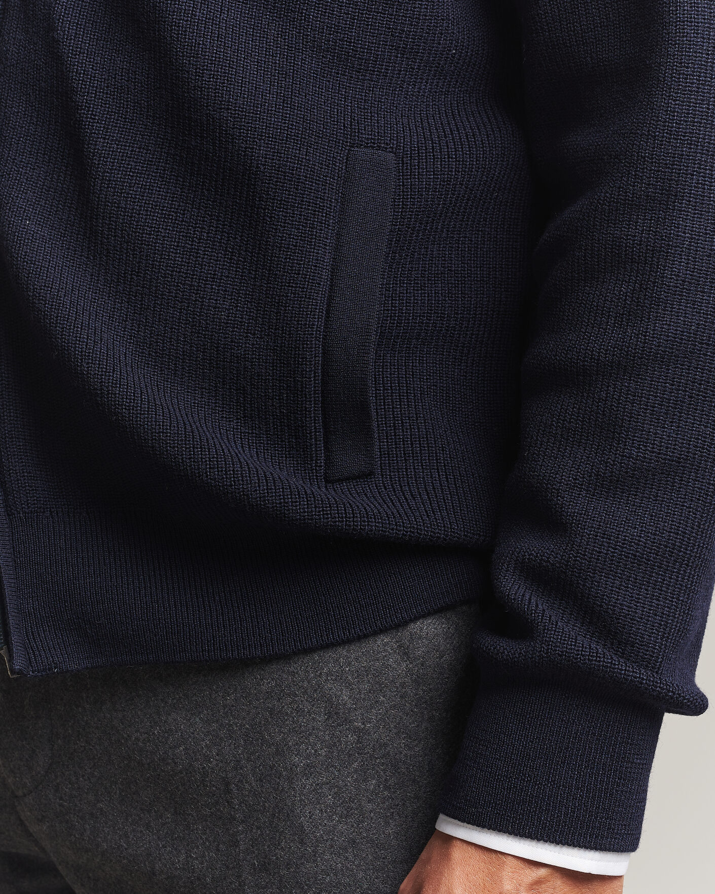 Uomini | Maglieria | Eton | Merino Wool Knitted Full Zip Navy Blue
