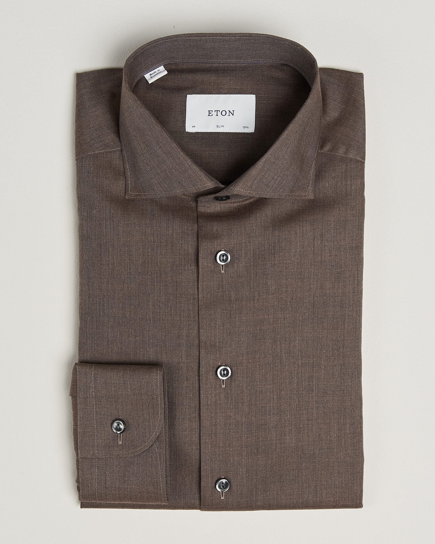 Uomini | Camicie | Eton | Slim Fit Signature Flannel Shirt Brown