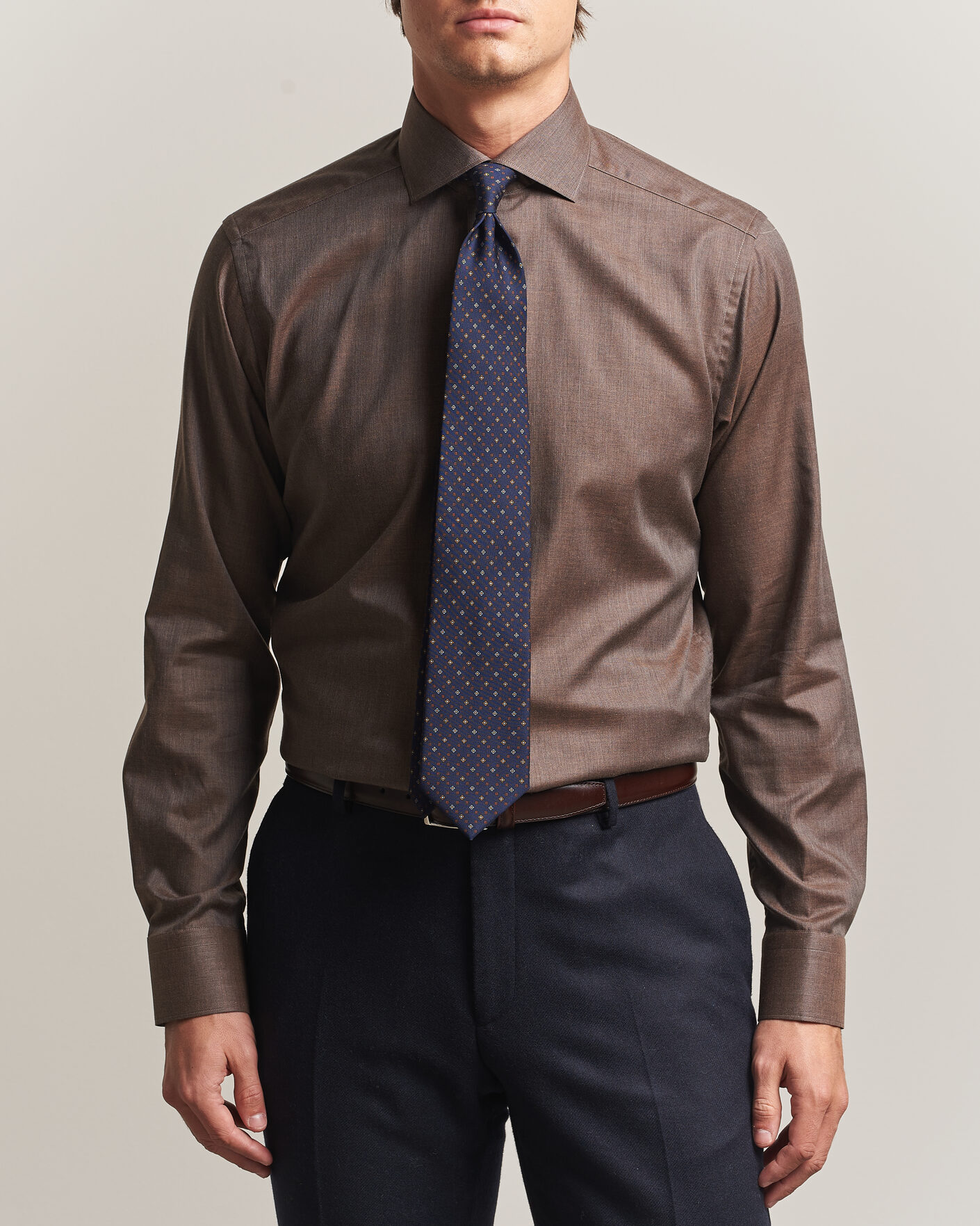 Uomini | Camicie | Eton | Slim Fit Signature Flannel Shirt Brown