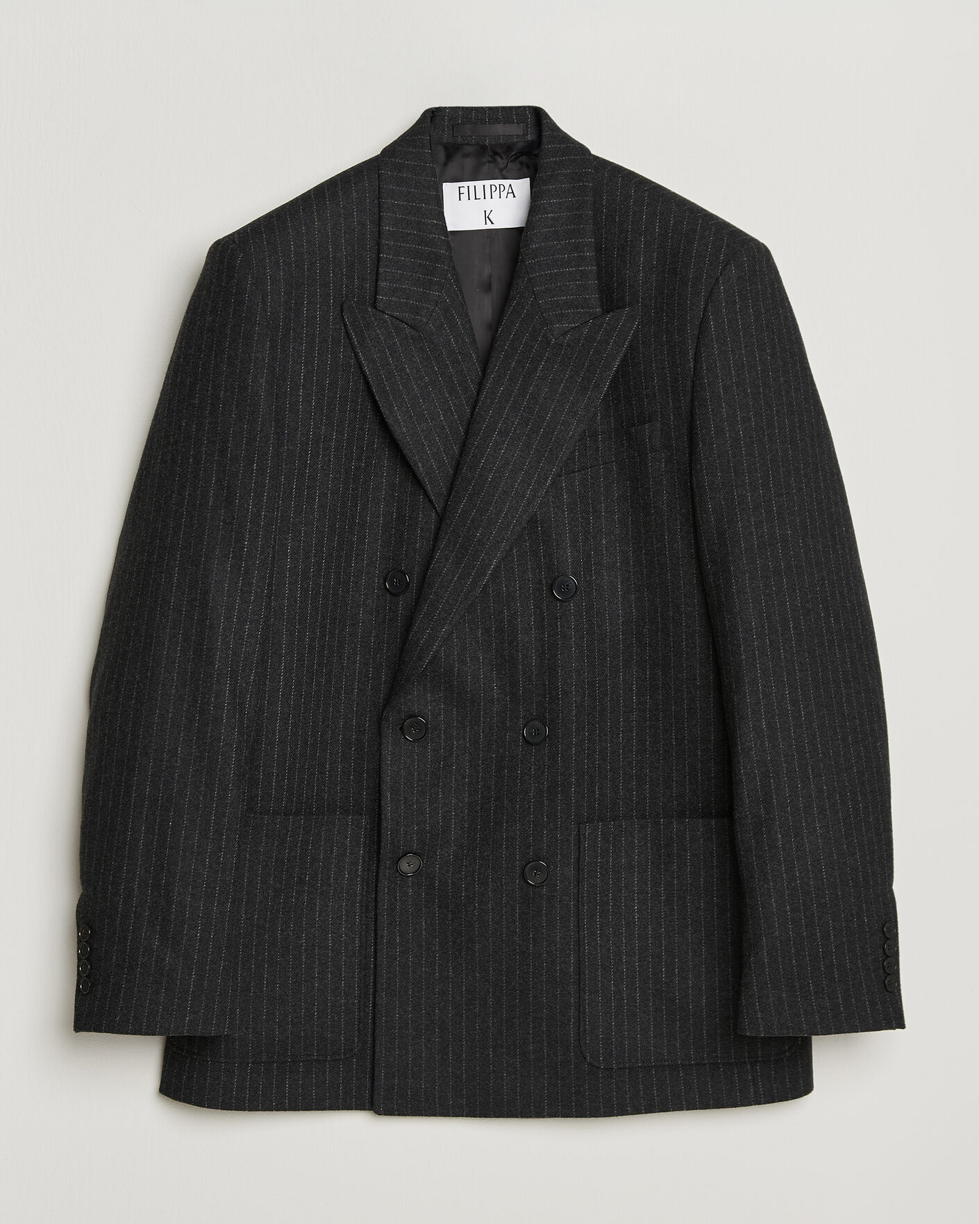 Uomini | Blazers | Filippa K | Michael Wool Flannel Pinstriped Blazer Anthracite