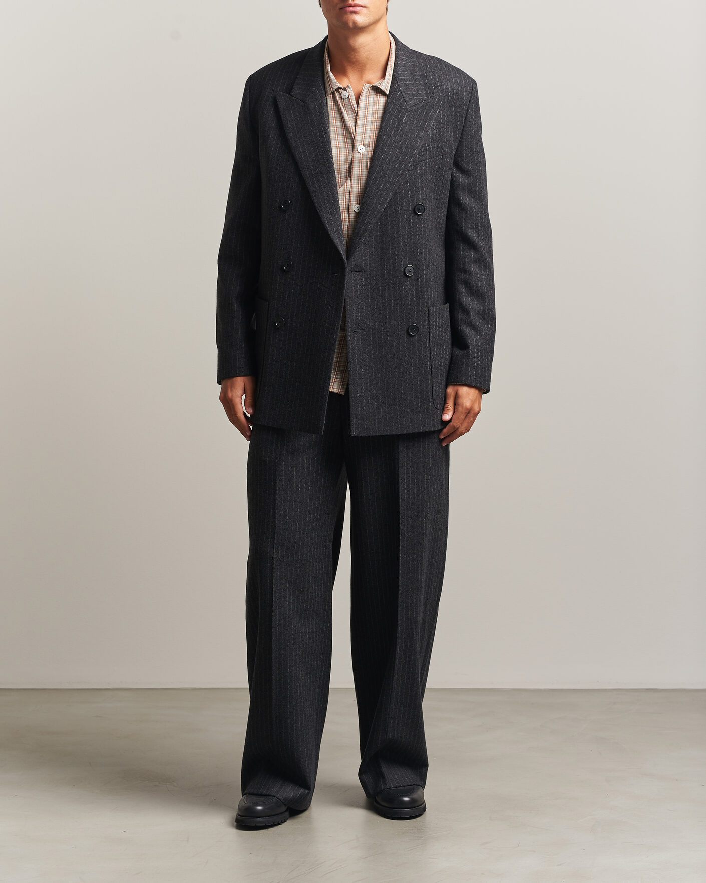 Uomini | Blazers | Filippa K | Michael Wool Flannel Pinstriped Blazer Anthracite