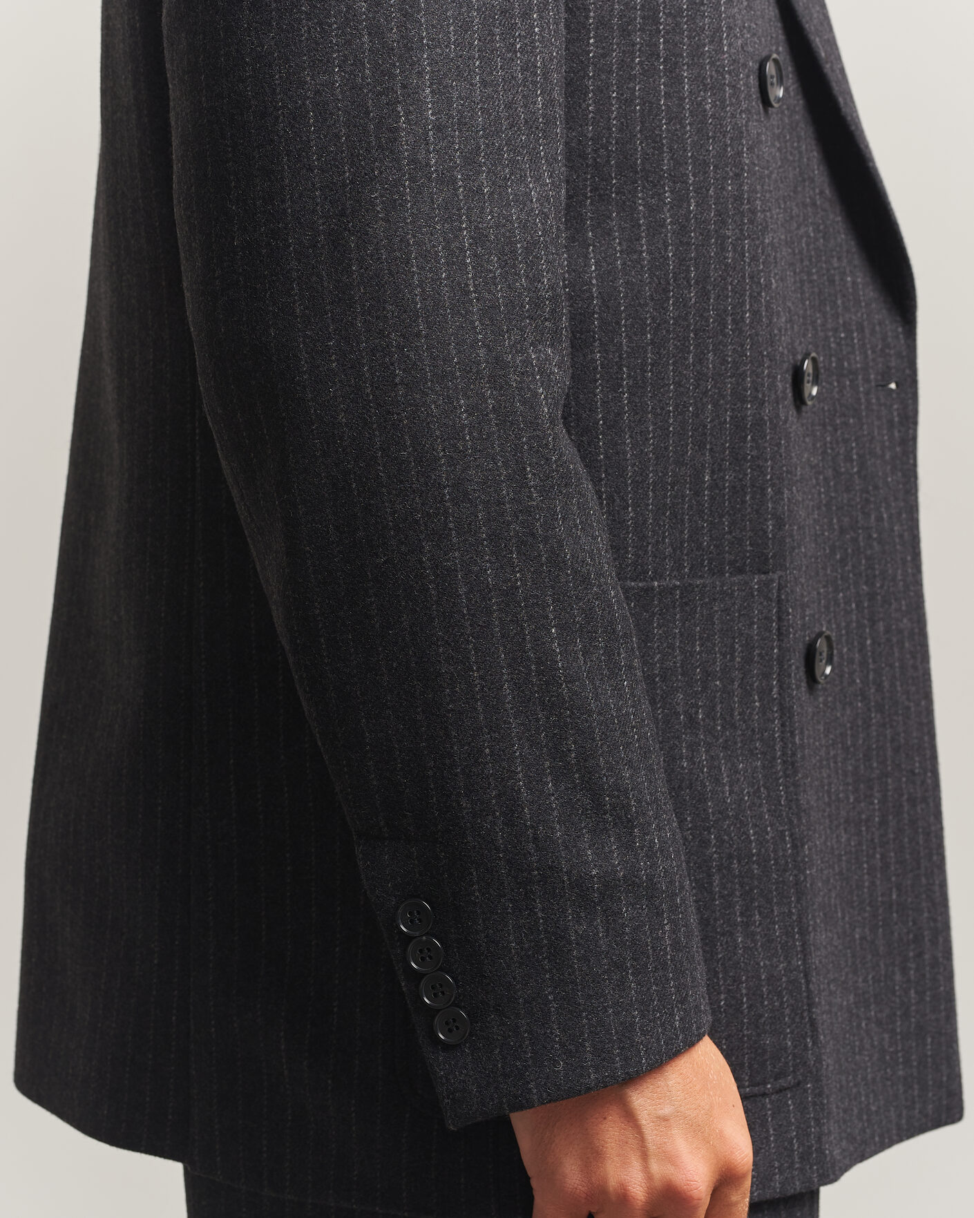 Uomini | Blazers | Filippa K | Michael Wool Flannel Pinstriped Blazer Anthracite