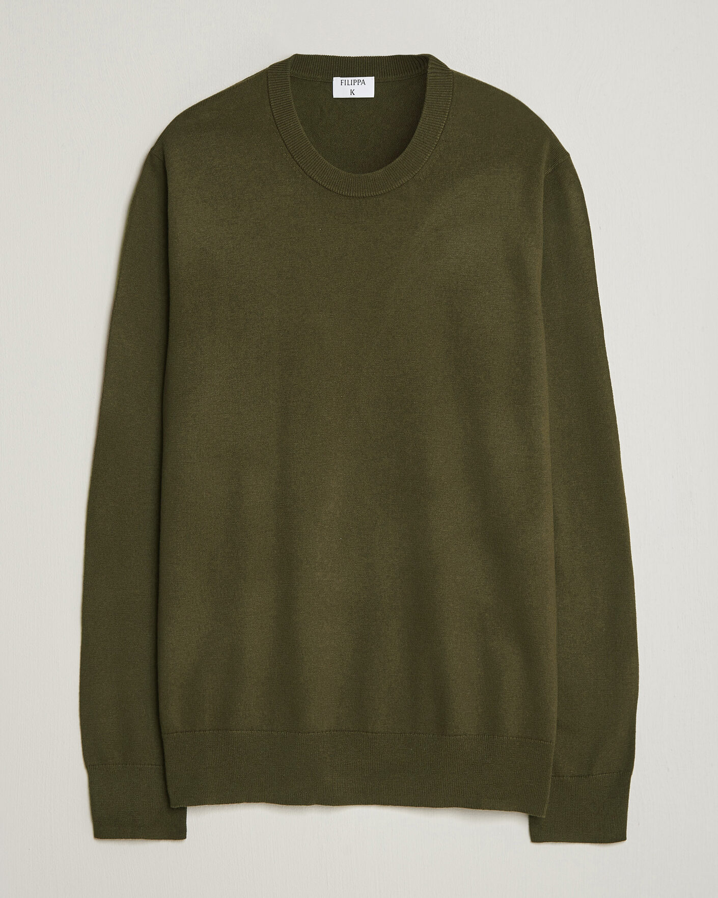 Uomini | Maglieria | Filippa K | Cotton Merino Knitted Sweater Dark Moss Green