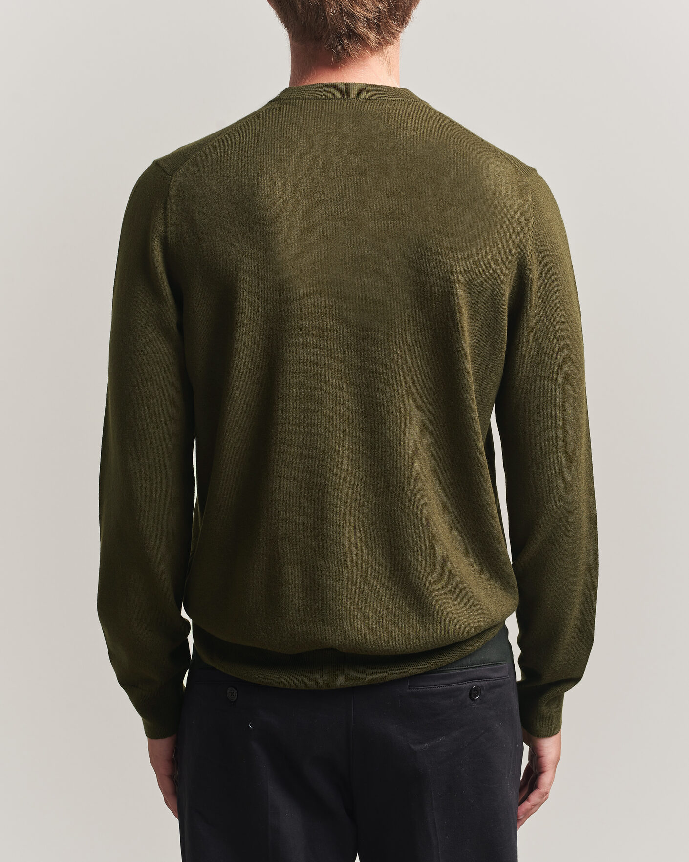 Uomini | Maglieria | Filippa K | Cotton Merino Knitted Sweater Dark Moss Green