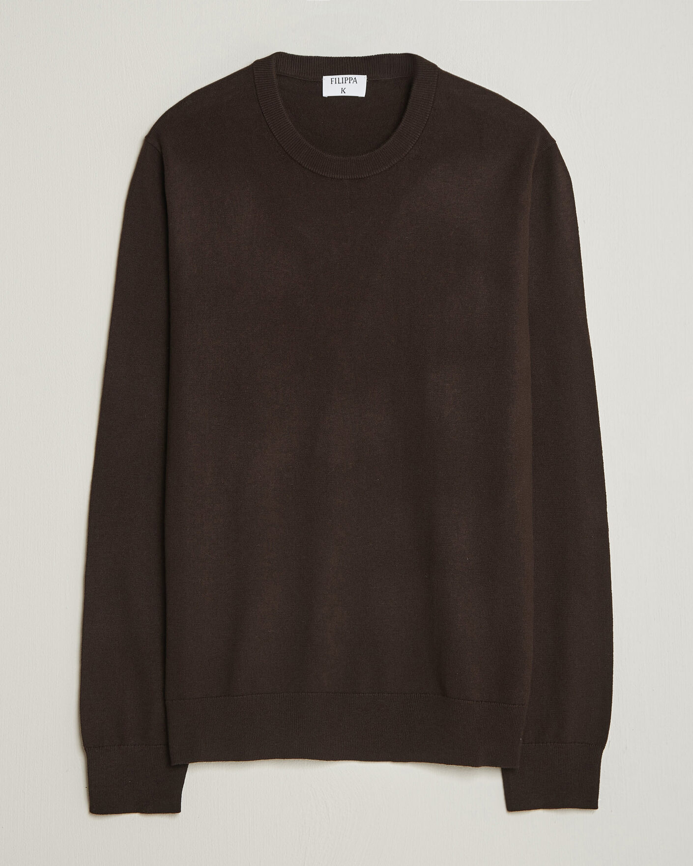 Uomini | Maglieria | Filippa K | Cotton Merino Knitted Sweater Dark Chocolate