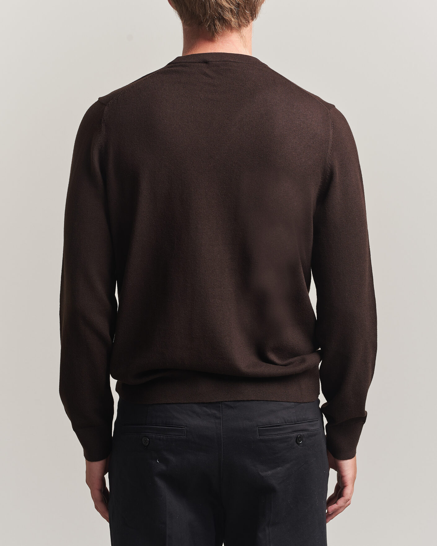 Uomini | Maglieria | Filippa K | Cotton Merino Knitted Sweater Dark Chocolate