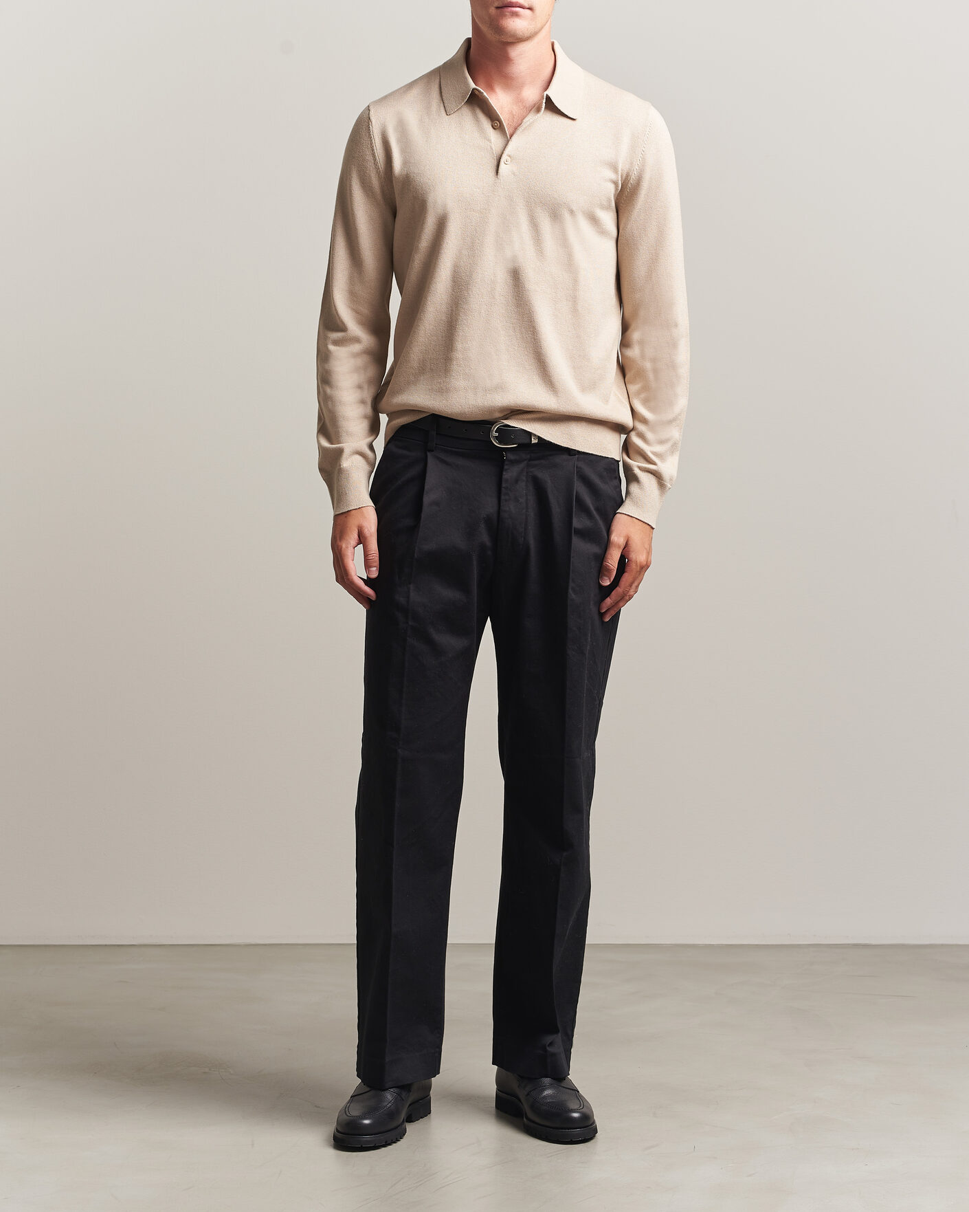 Uomini | Maglieria | Filippa K | Knitted Polo Shirt Pearl Beige