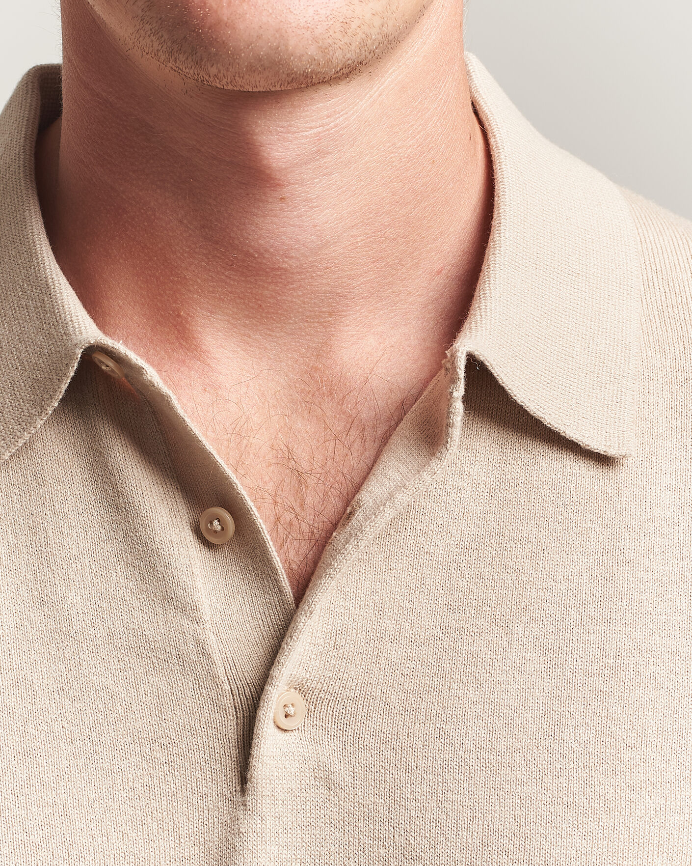 Uomini | Maglieria | Filippa K | Knitted Polo Shirt Pearl Beige