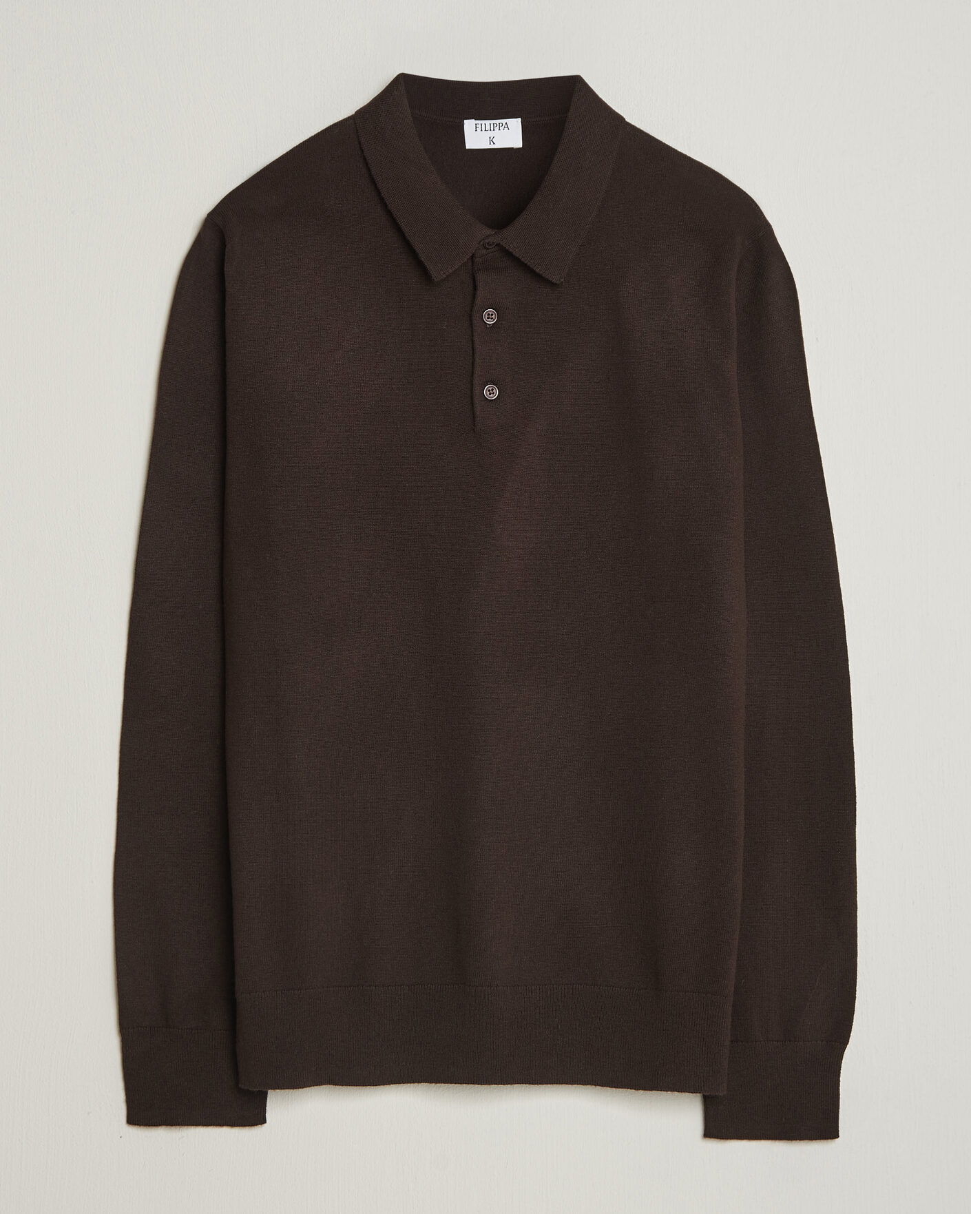 Uomini | Maglieria | Filippa K | Knitted Polo Shirt Dark Chocolate