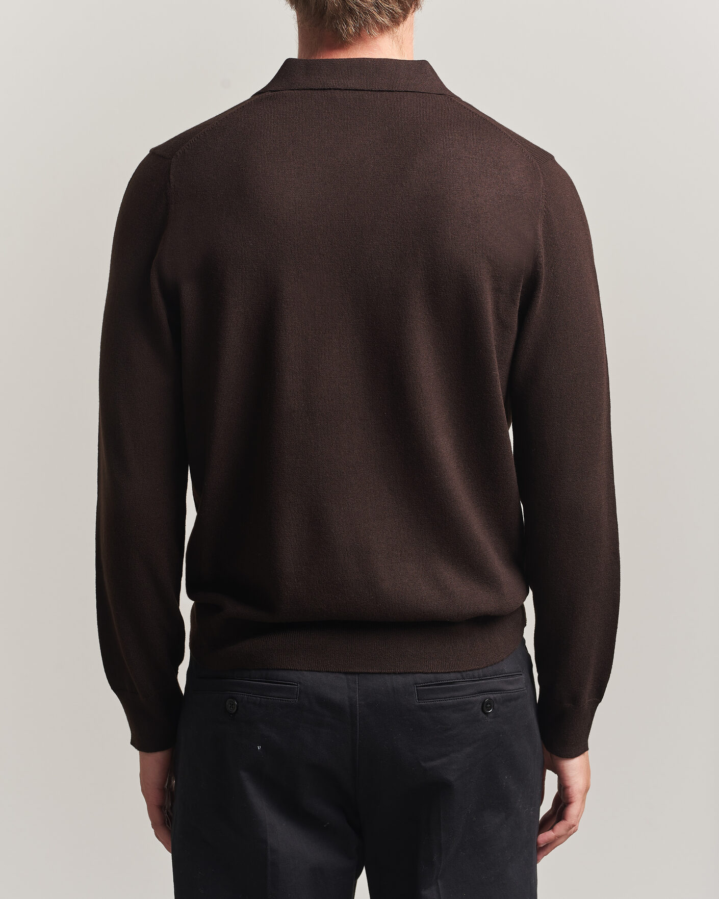 Uomini | Maglieria | Filippa K | Knitted Polo Shirt Dark Chocolate