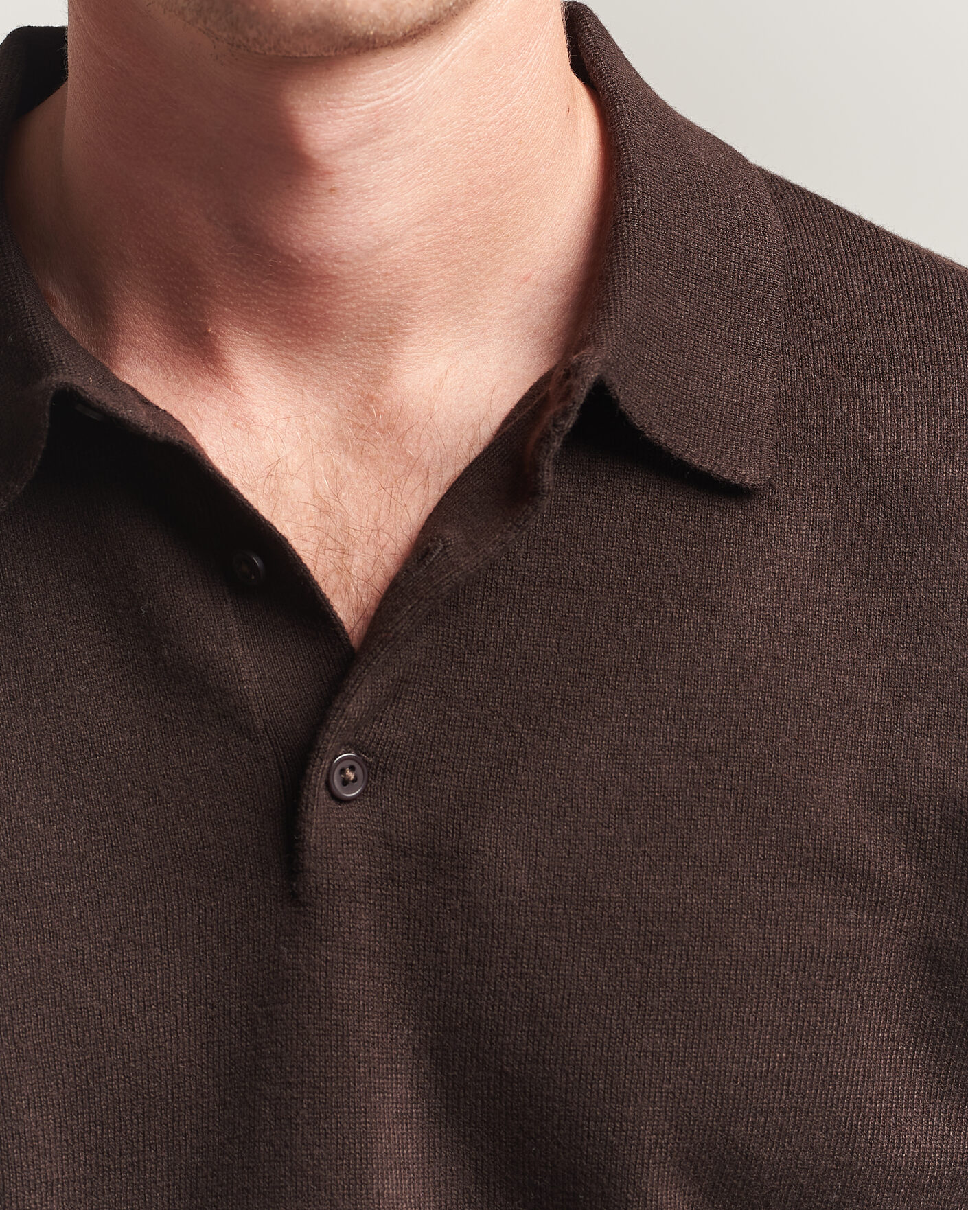 Uomini | Maglieria | Filippa K | Knitted Polo Shirt Dark Chocolate
