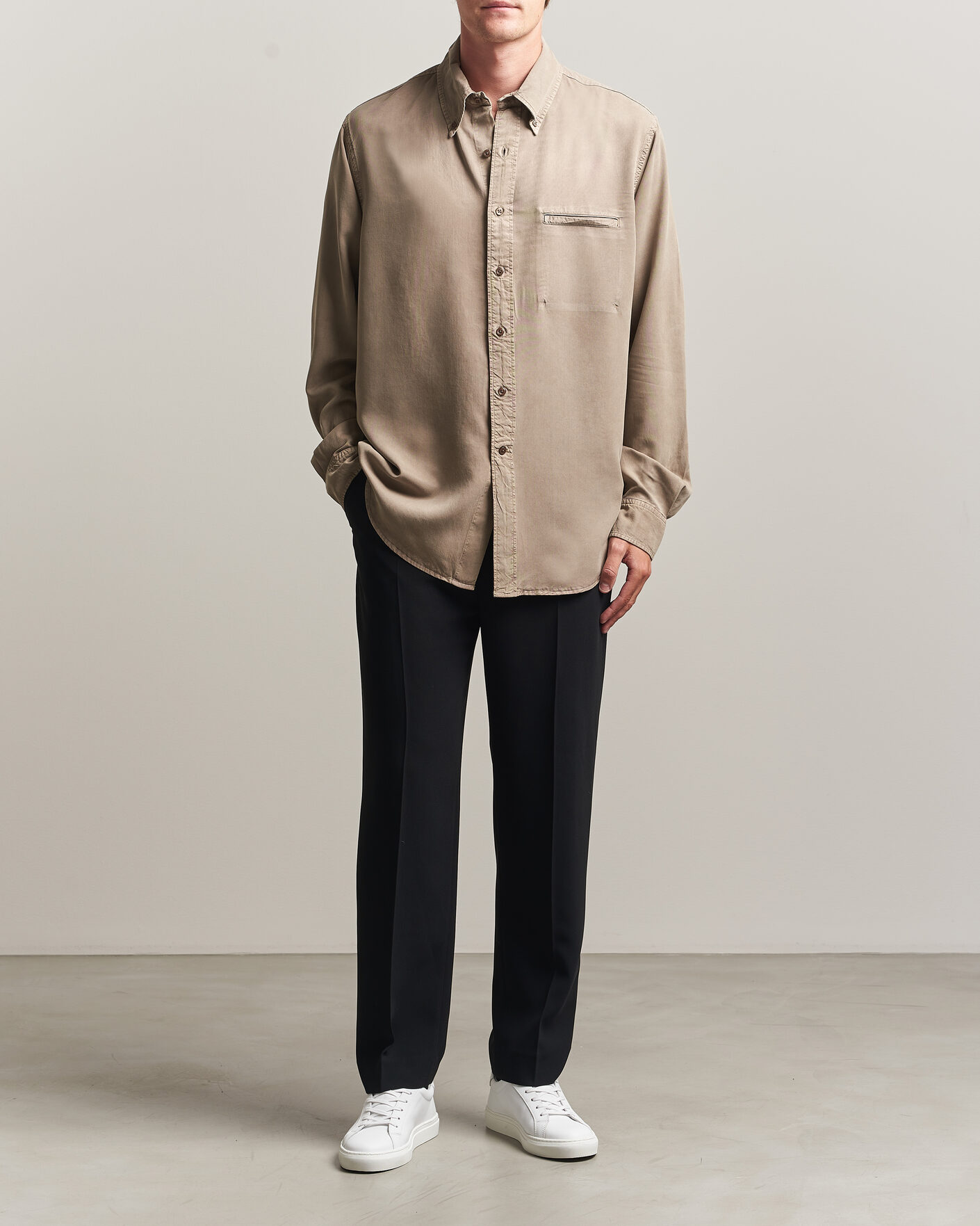 Uomini | Camicie | Filippa K | Zack Lyocell Shirt Stone Taupe