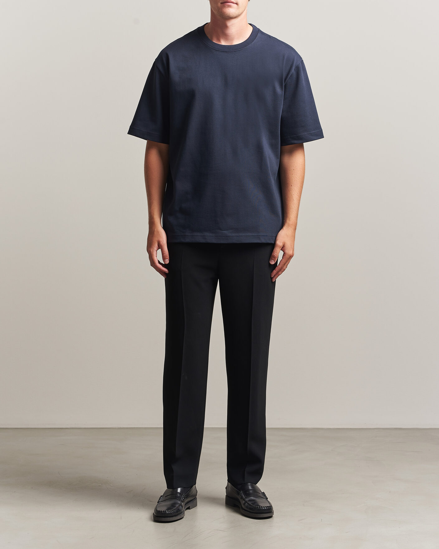 Uomini | T-shirt | Filippa K | Heavy Cotton Crew Neck T-Shirt Night Blue