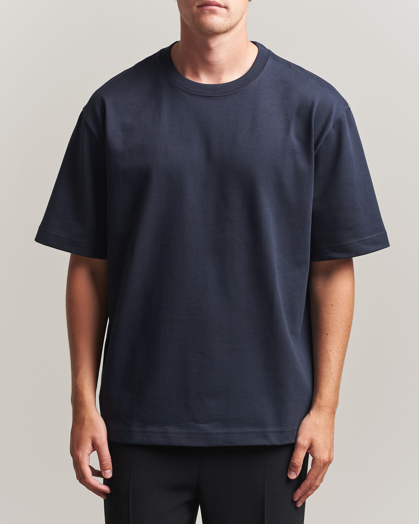 Uomini | T-shirt | Filippa K | Heavy Cotton Crew Neck T-Shirt Night Blue