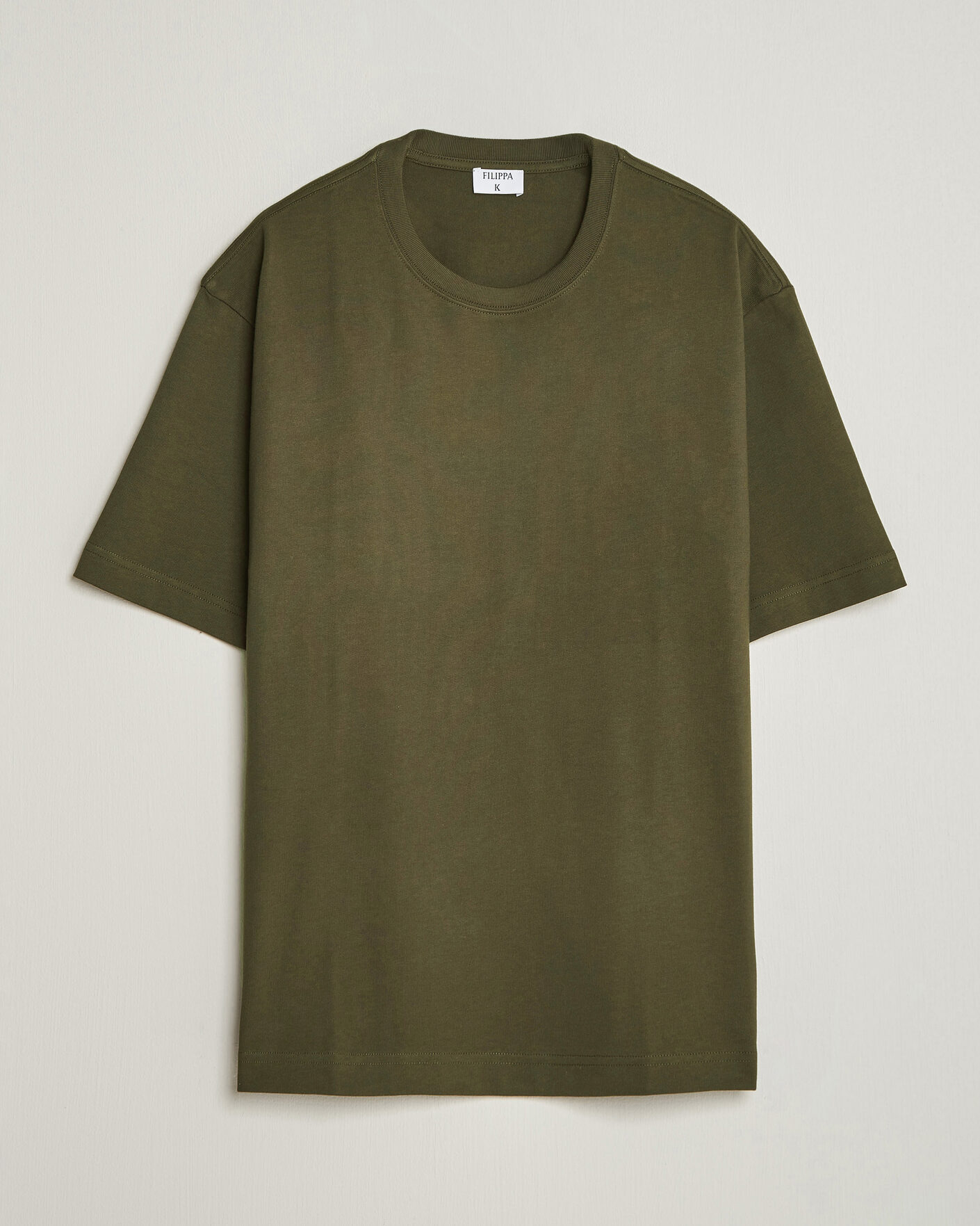 Uomini | T-shirt | Filippa K | Heavy Cotton Crew Neck T-Shirt Dark Moss Green