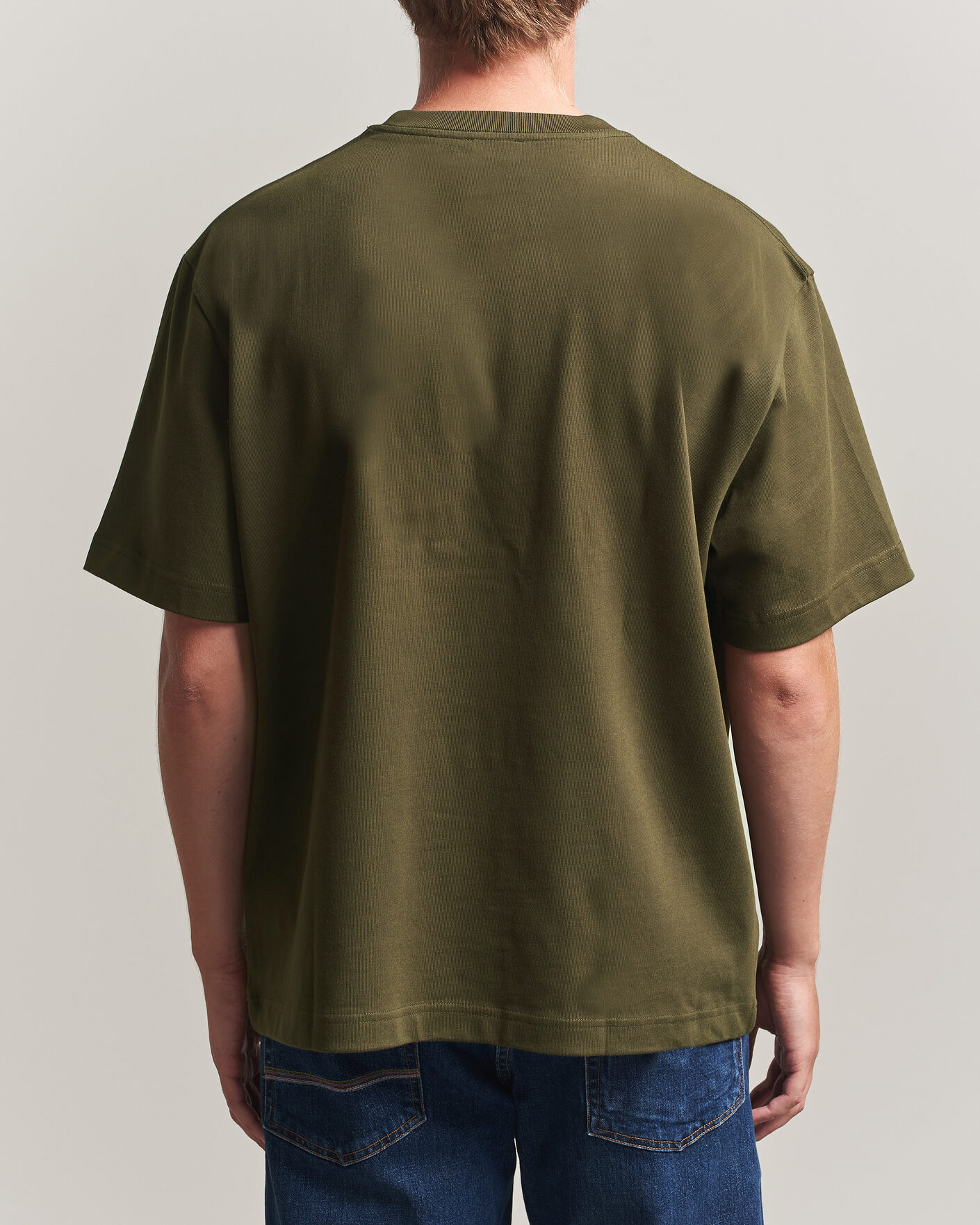 Uomini | T-shirt | Filippa K | Heavy Cotton Crew Neck T-Shirt Dark Moss Green