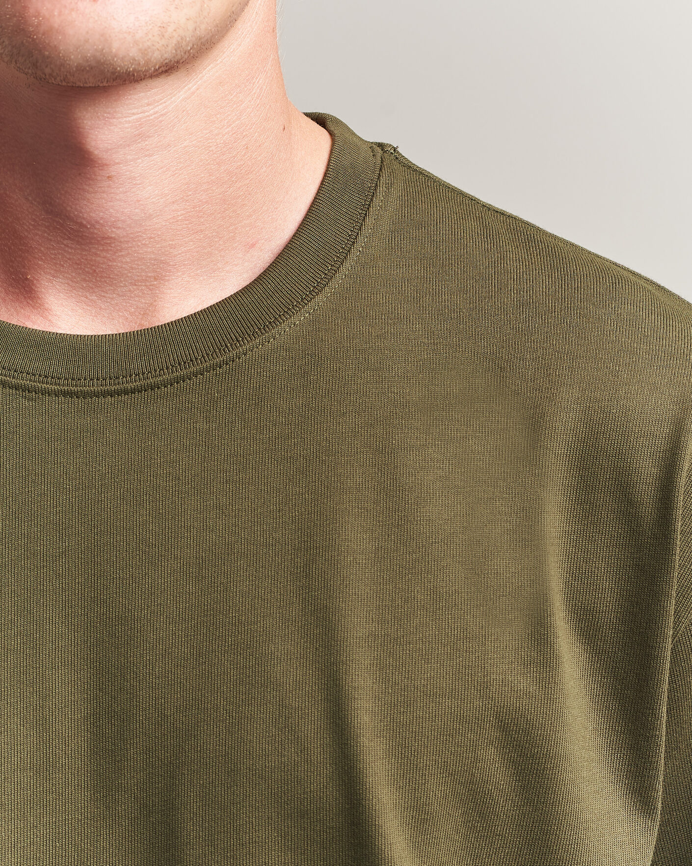 Uomini | T-shirt | Filippa K | Heavy Cotton Crew Neck T-Shirt Dark Moss Green