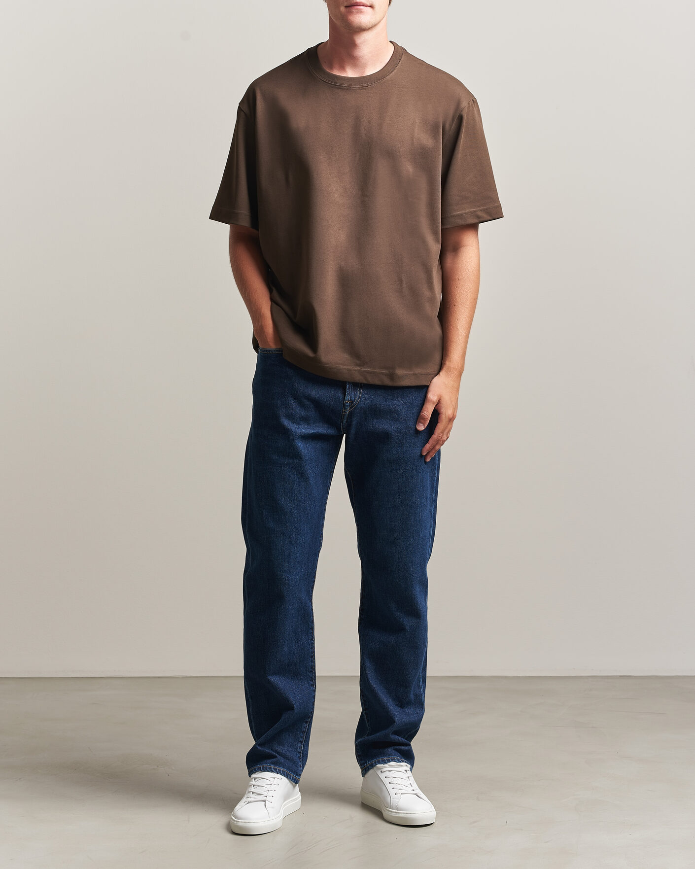 Uomini | T-shirt | Filippa K | Heavy Cotton Crew Neck T-Shirt Golden Brown