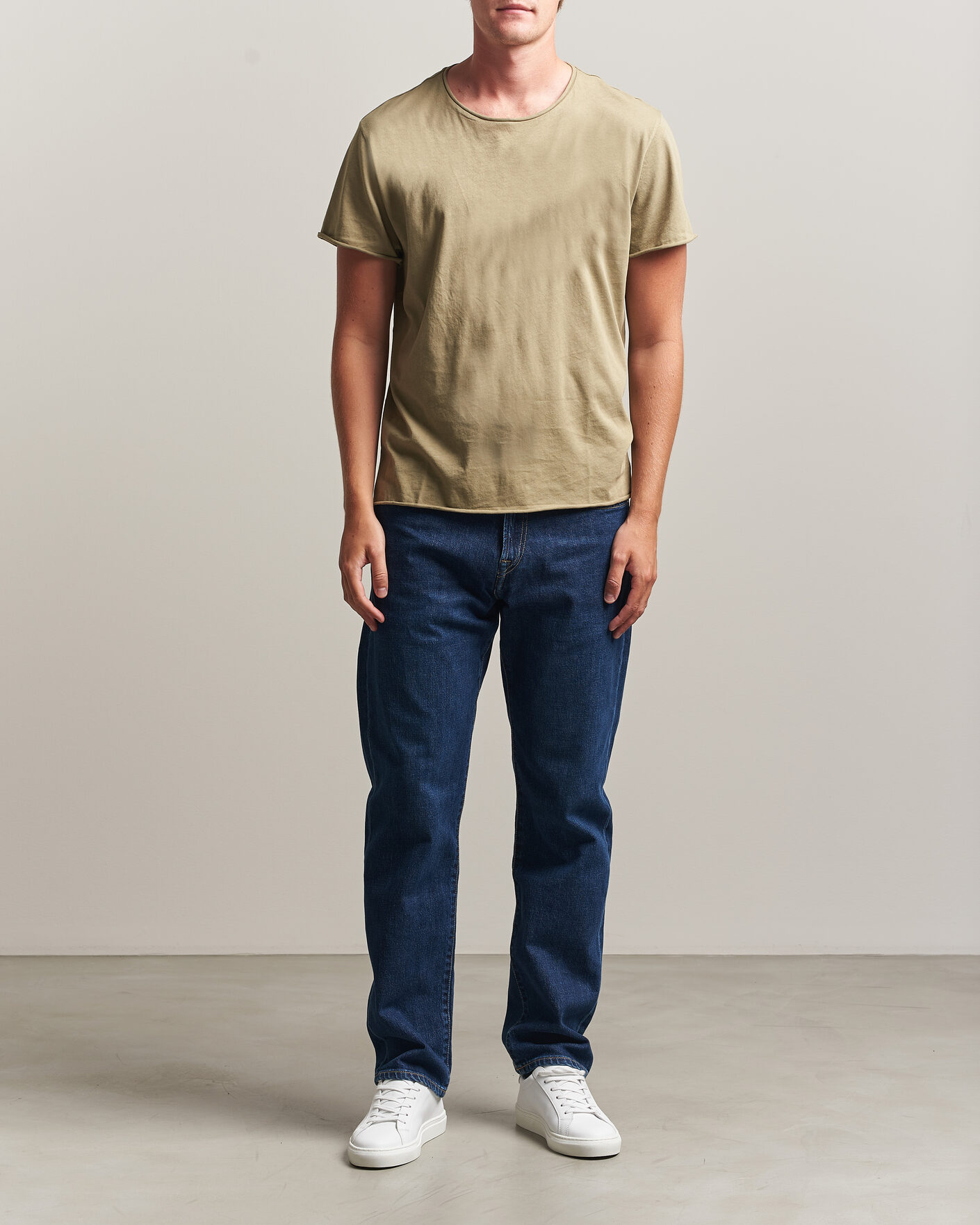 Uomini | T-shirt | Filippa K | Roll Neck Crew Neck T-Shirt Light Olive Green