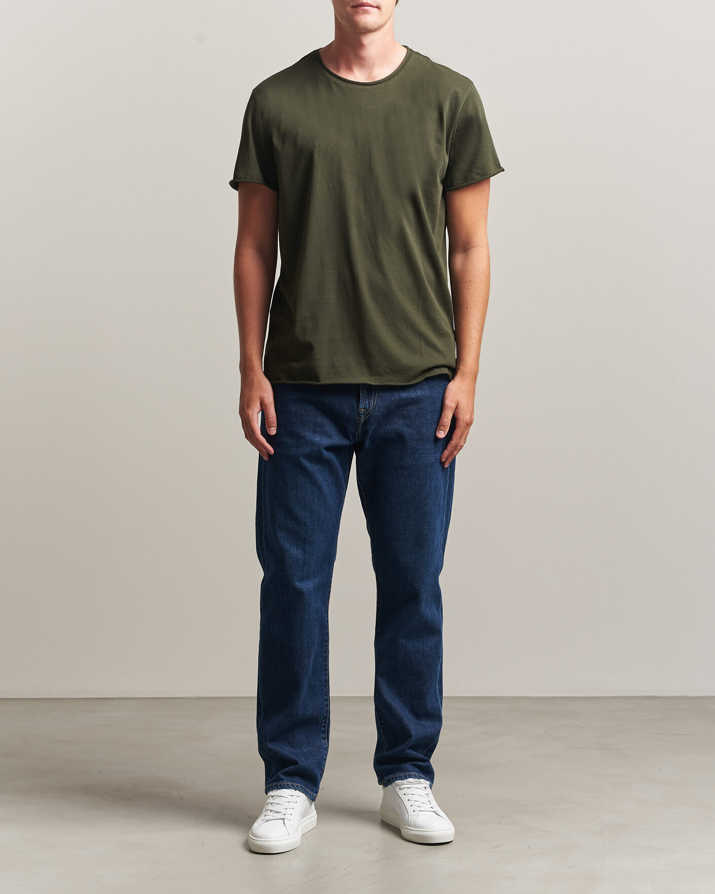Uomini | T-shirt | Filippa K | Roll Neck Crew Neck T-Shirt Night Green