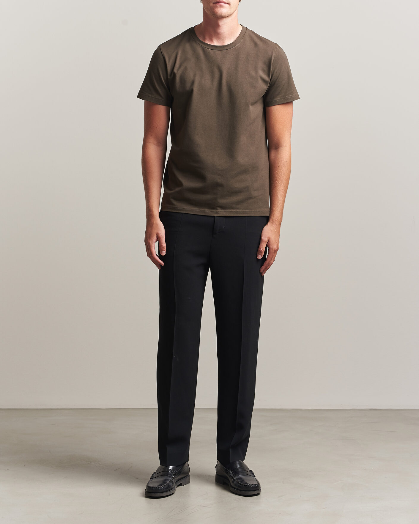 Uomini | T-shirt | Filippa K | Soft Lycra T-Shirt Ebony Brown